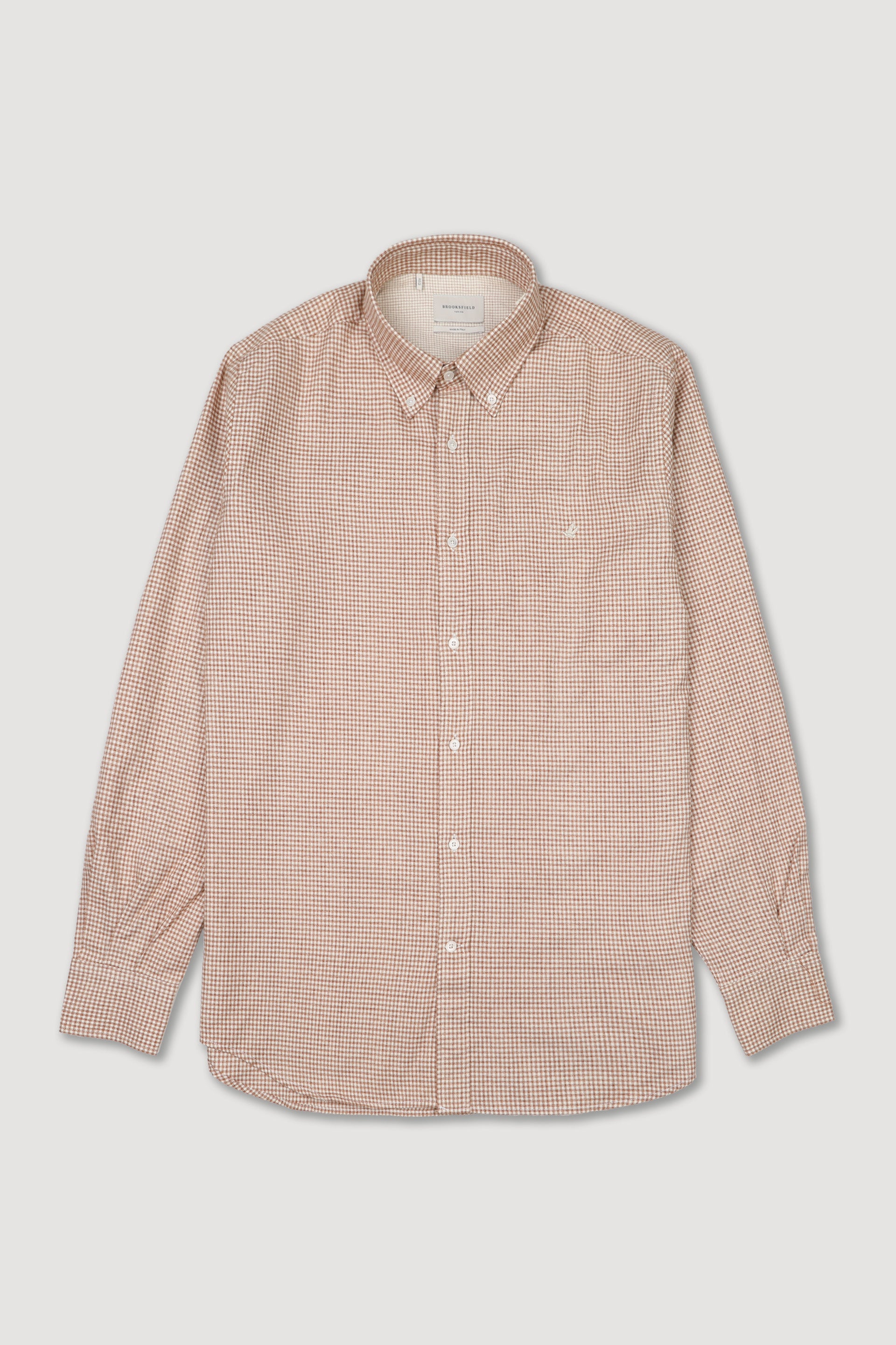 UOMO-CAMICIA (REGULAR FIT) M/L CLUB COLLAR LAVATA TWILL DI COTONE FANTASIA VICHY. CONTRASTI FANTASIA QUADRETTO - Canyon/latte