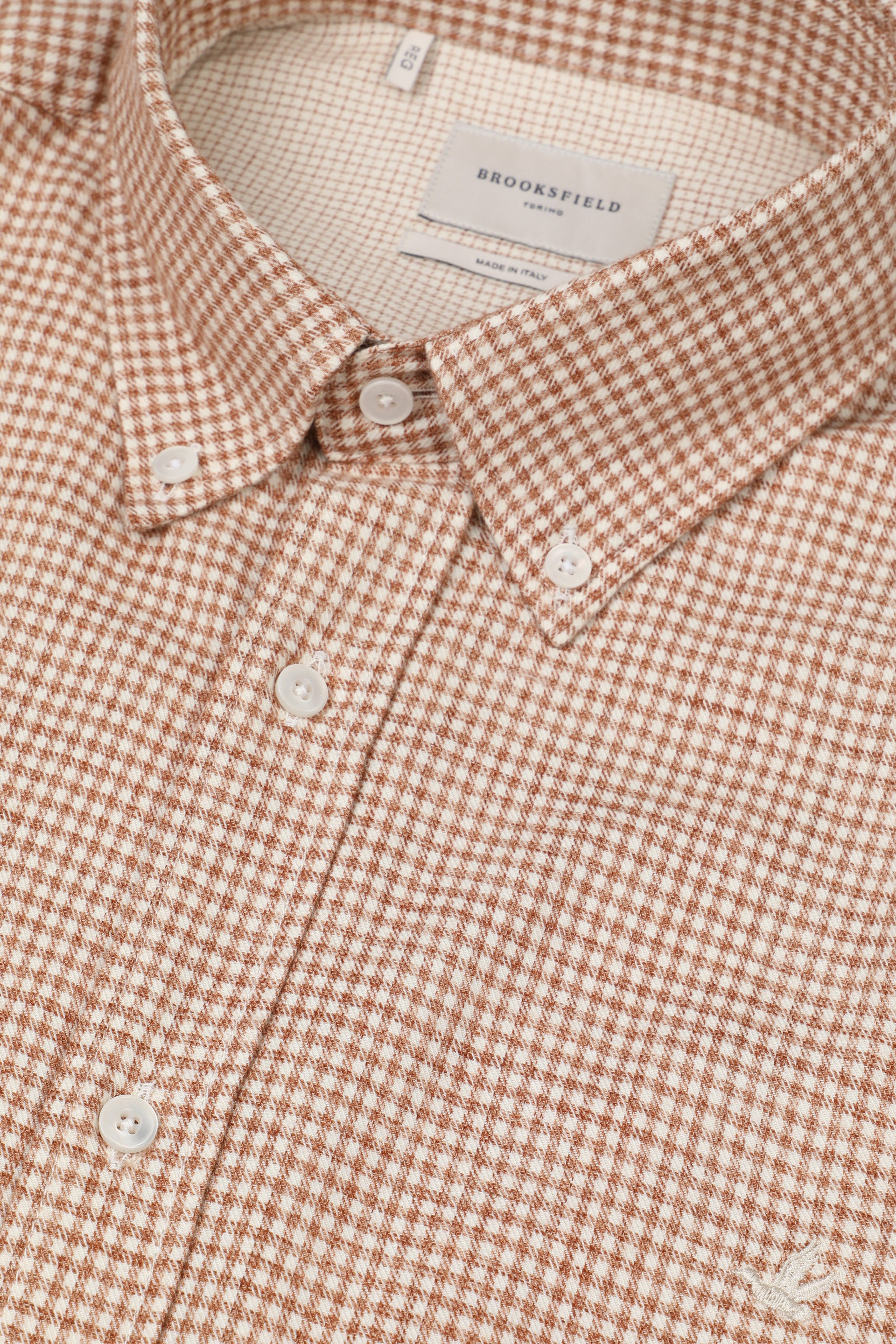 UOMO-CAMICIA (REGULAR FIT) M/L CLUB COLLAR LAVATA TWILL DI COTONE FANTASIA VICHY. CONTRASTI FANTASIA QUADRETTO - Canyon/latte