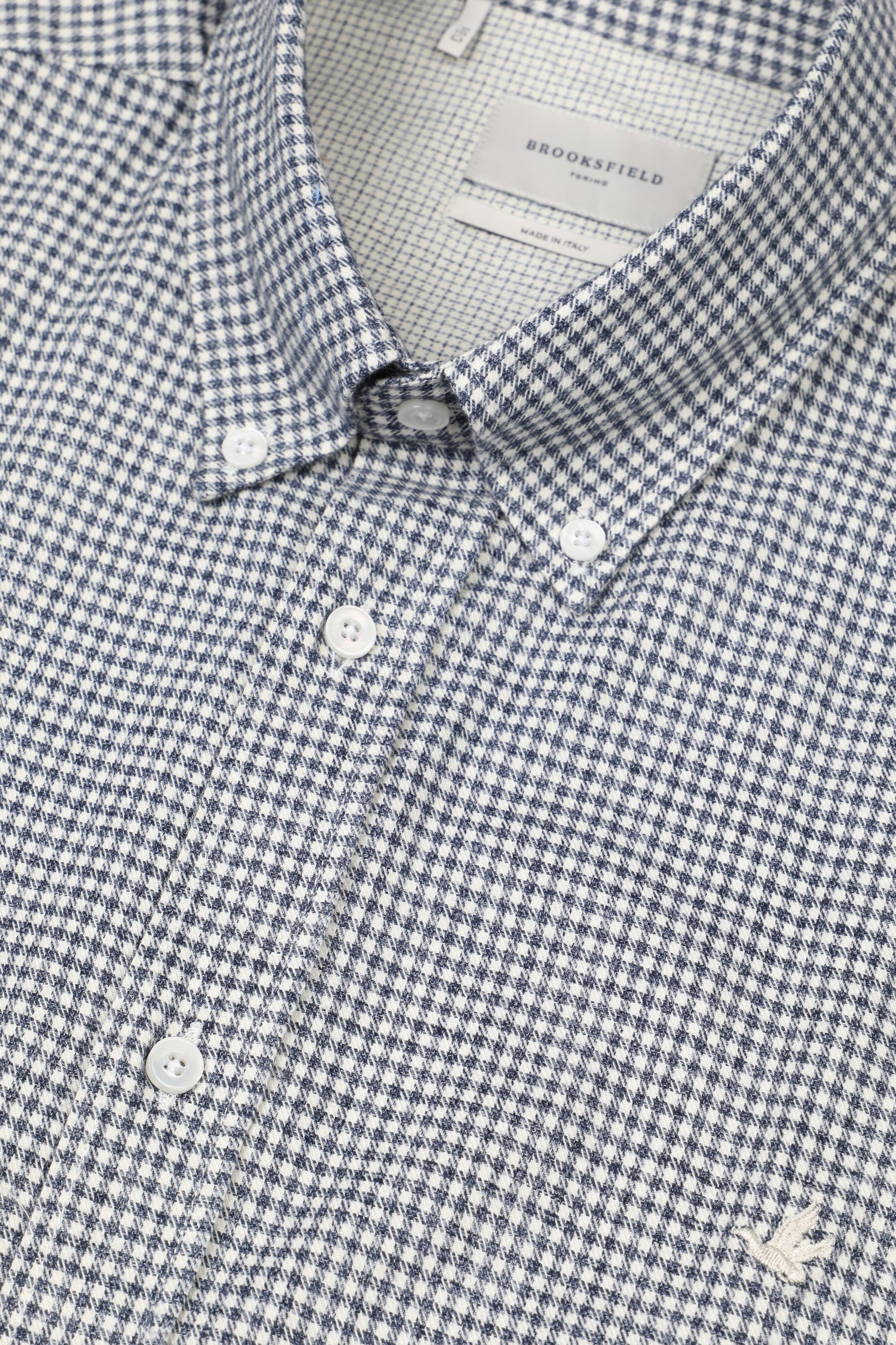 UOMO-CAMICIA (REGULAR FIT) M/L CLUB COLLAR LAVATA TWILL DI COTONE FANTASIA VICHY. CONTRASTI FANTASIA QUADRETTO - Aviazione/latte