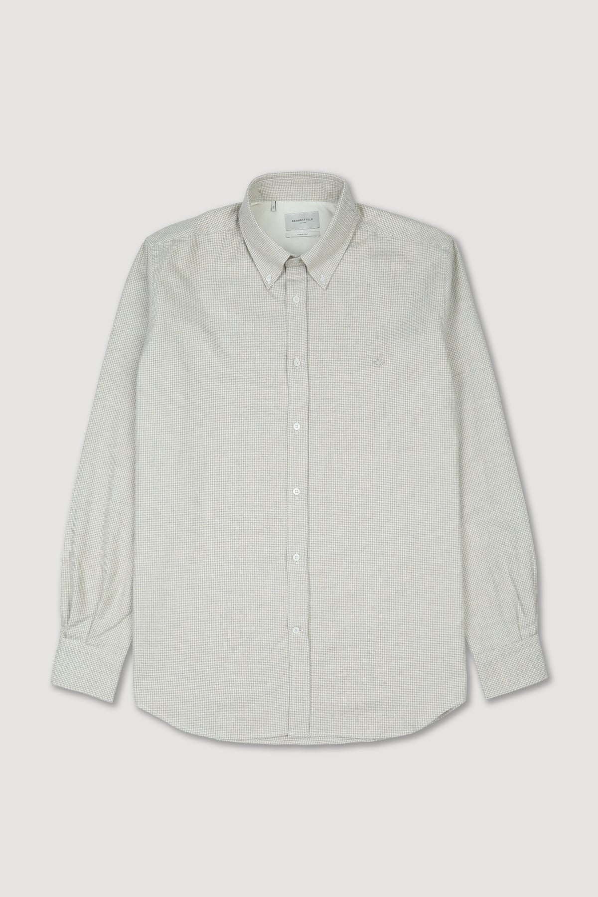 Camicia Club button down regular fit in twill di cotone smerigliato, fantasia pied-de-poule. Logo al cuore. Beige - Beige/Latte