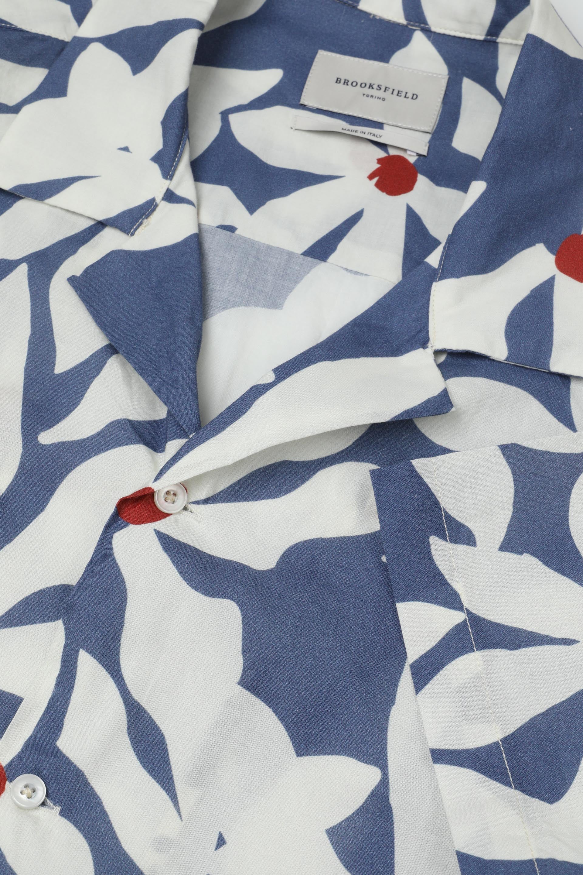 CAMICIA HAVANA, MANICA CORTA, , STANDARD FIT, CAMP COLLAR, POPLIN COTONE STAMPA PAISLEY, LAVATO - Sailor/avorio