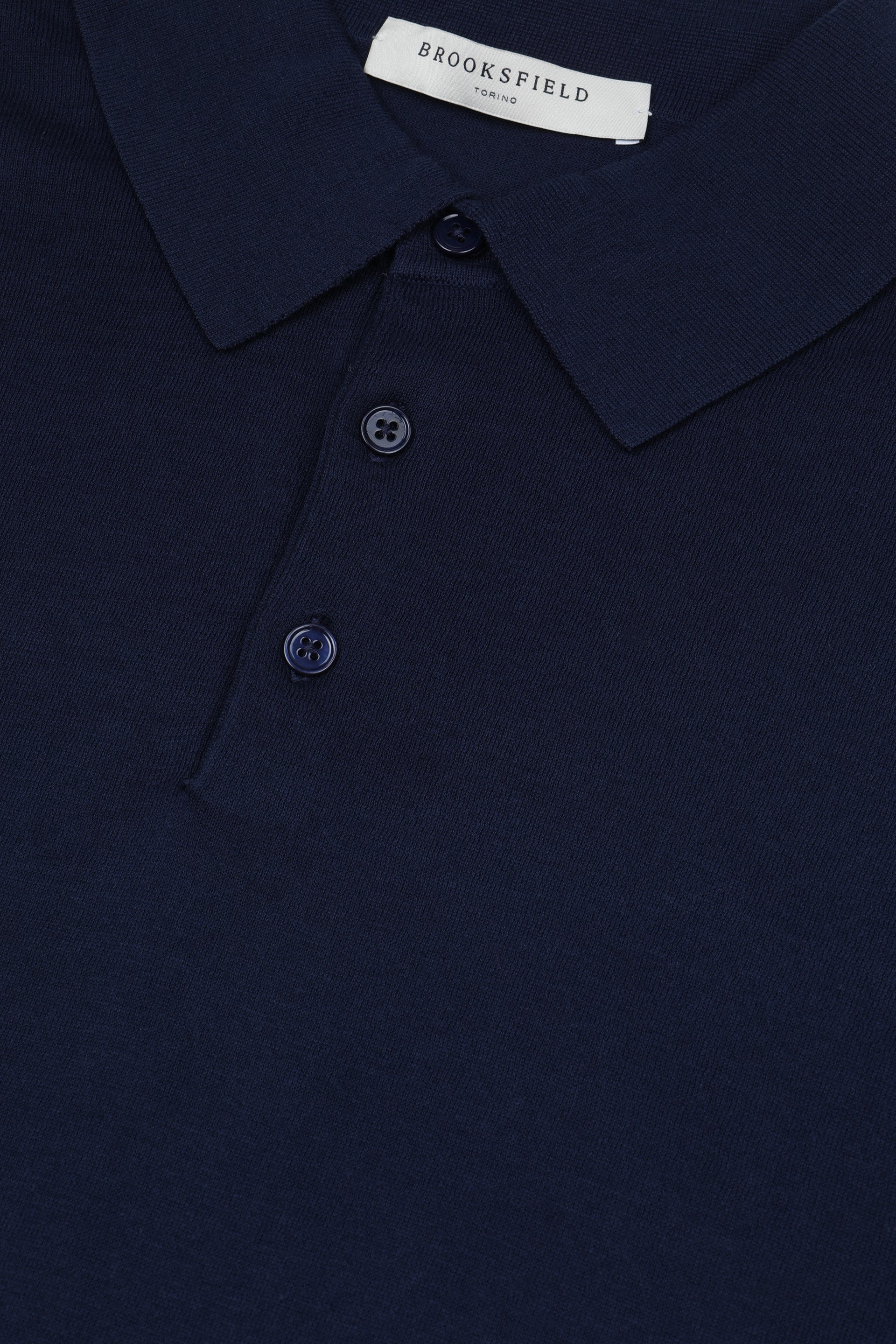 Polo manica lunga in cotone compact. Grigio - Navy