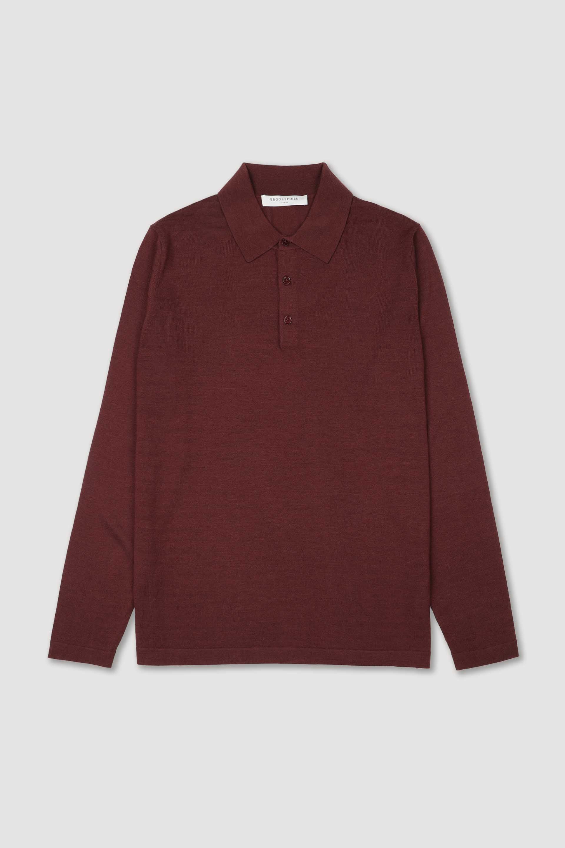 UOMO- POLO RASATA CON BOTTONI, MANICA A GIRO, POLSI E FONDI IN TUBOLARE MISTO LANA/SETA/CASHMERE (FIN.16) - Bordò sc.