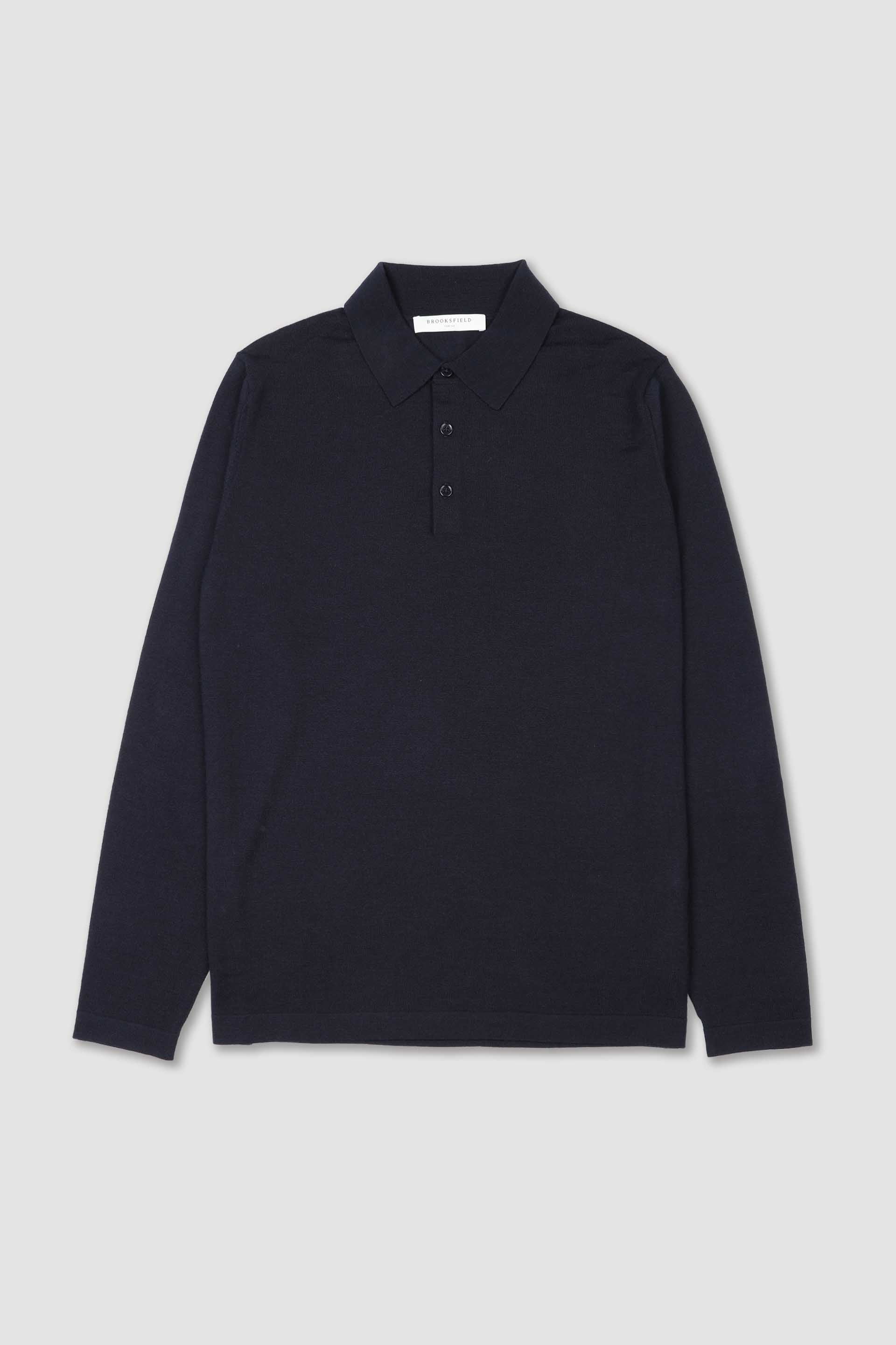 UOMO- POLO RASATA CON BOTTONI, MANICA A GIRO, POLSI E FONDI IN TUBOLARE MISTO LANA/SETA/CASHMERE (FIN.16) - Blu scuro