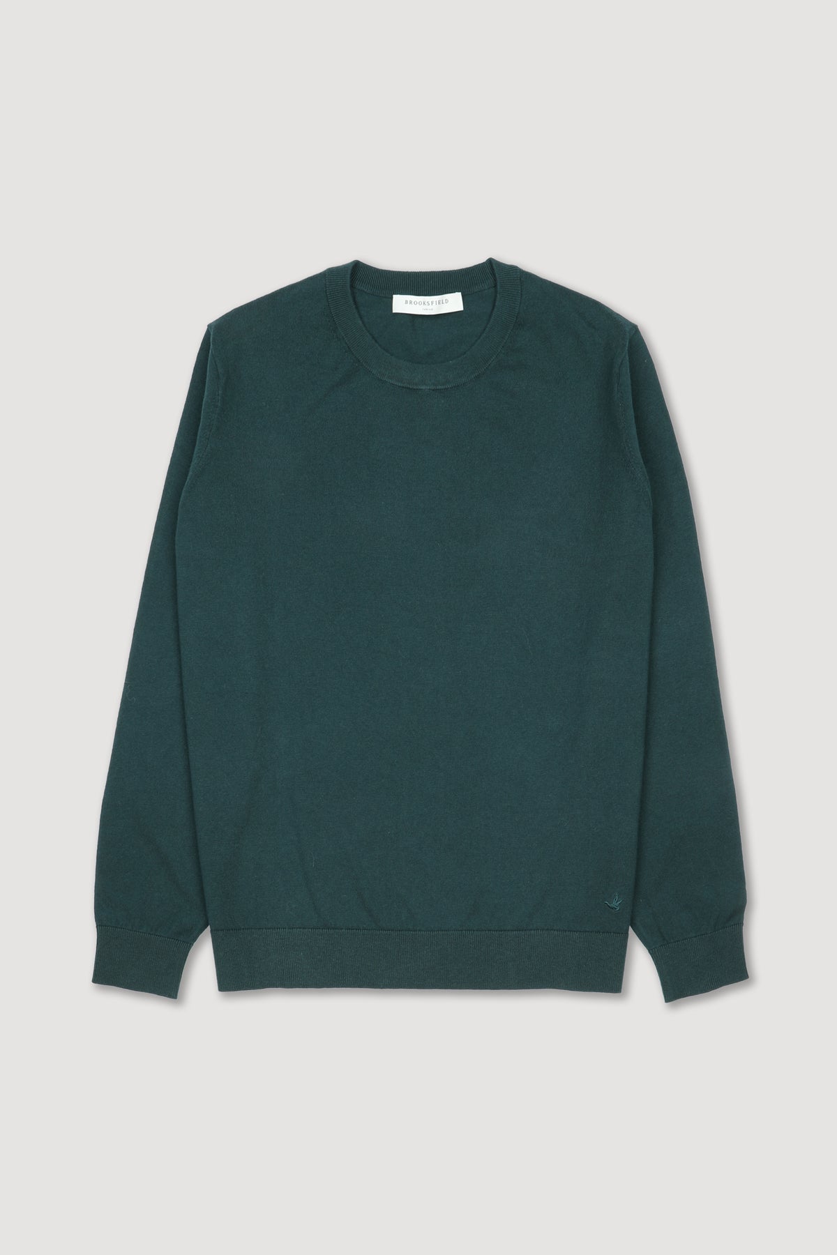 Maglia girocollo in cotone misto cashemere. Verde - Conifera
