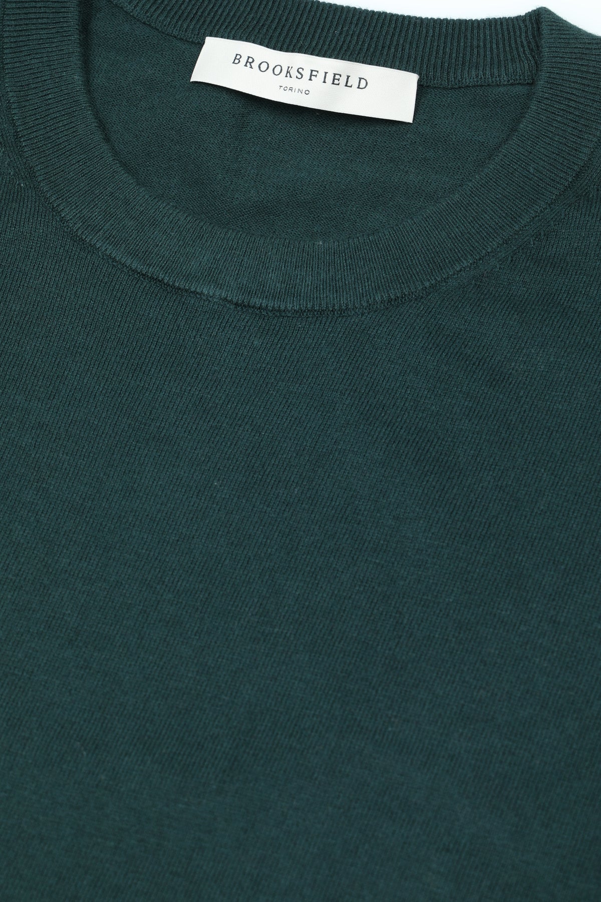Maglia girocollo in cotone misto cashemere. Verde - Conifera