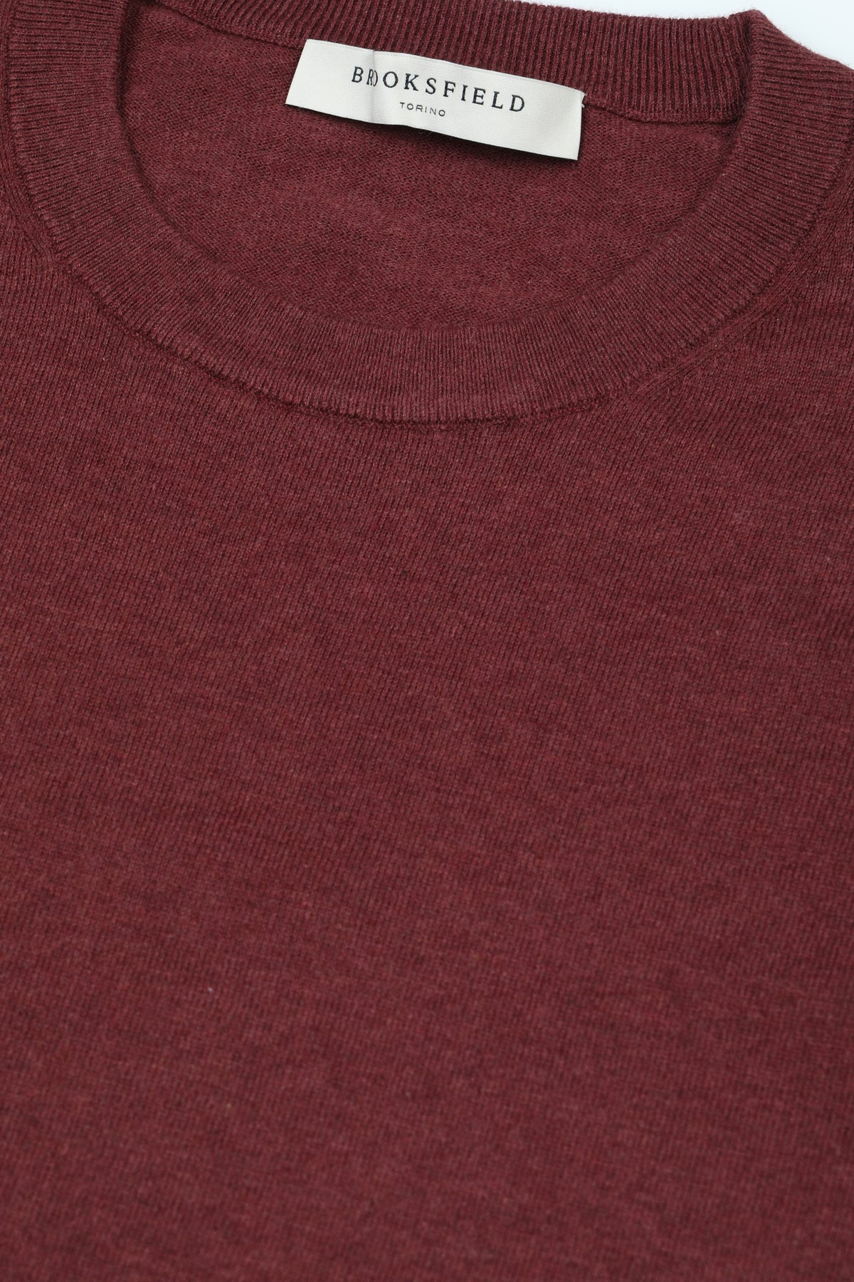 Maglia girocollo in cotone misto cashmere. Rosso - Rabarbaro