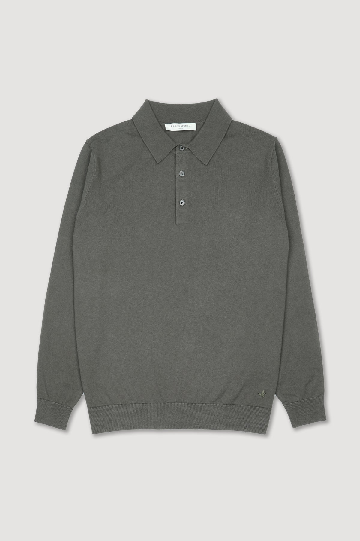 Polo in maglia con manica lunga n cotone misto cashmere. Verde - Cardamomo
