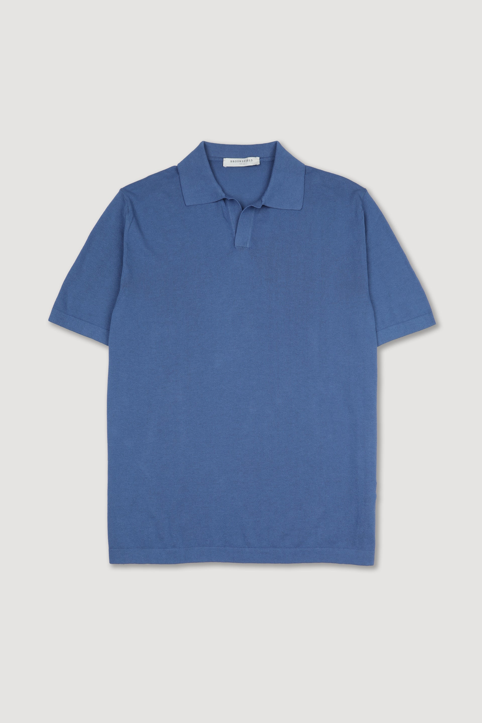 UOMO-POLO MC OPEN COLLAR, RASATO, TINTO DIRETTO, COTONE CREPE (FIN.14) - Acquario