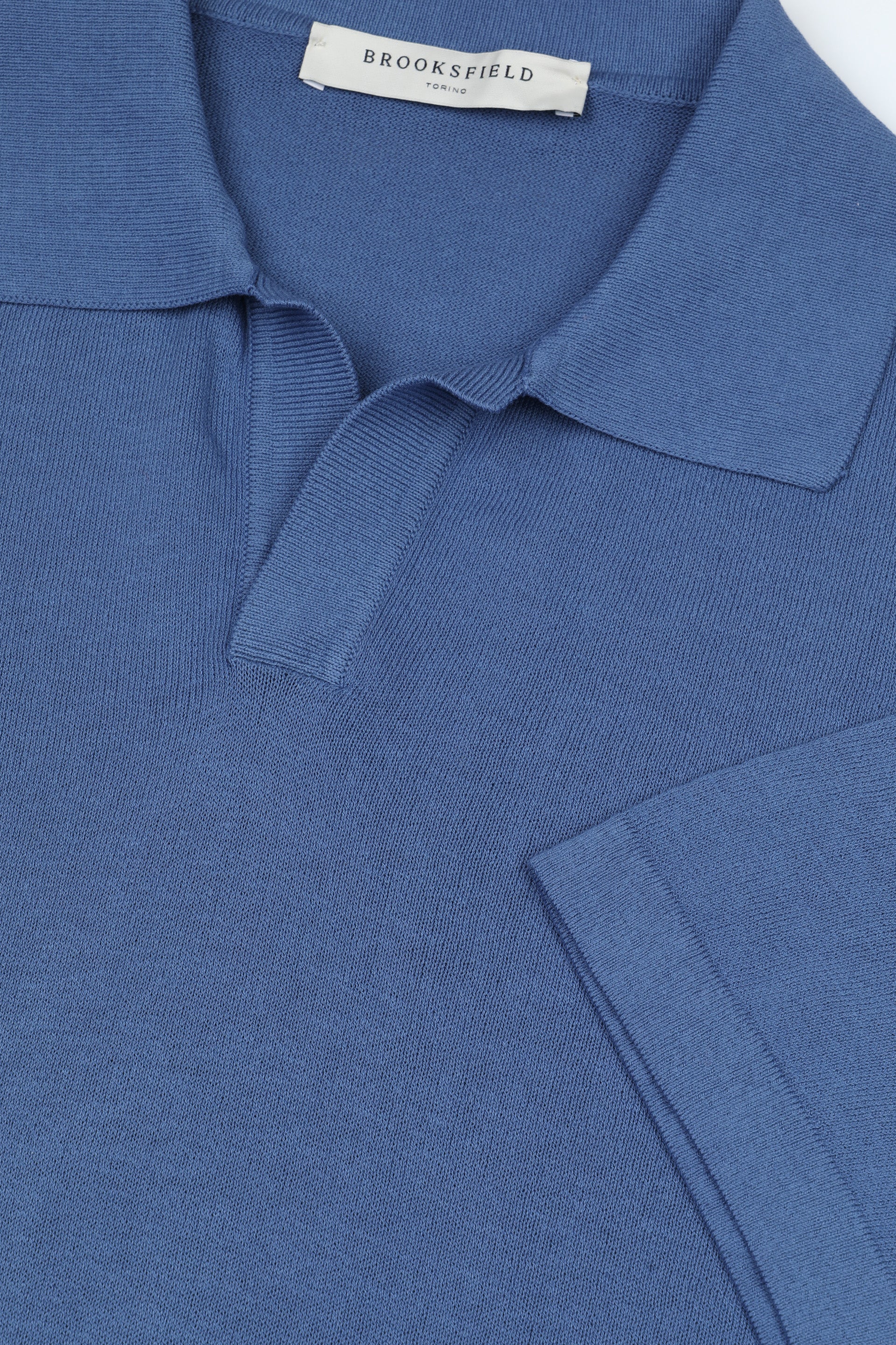 UOMO-POLO MC OPEN COLLAR, RASATO, TINTO DIRETTO, COTONE CREPE (FIN.14) - Acquario