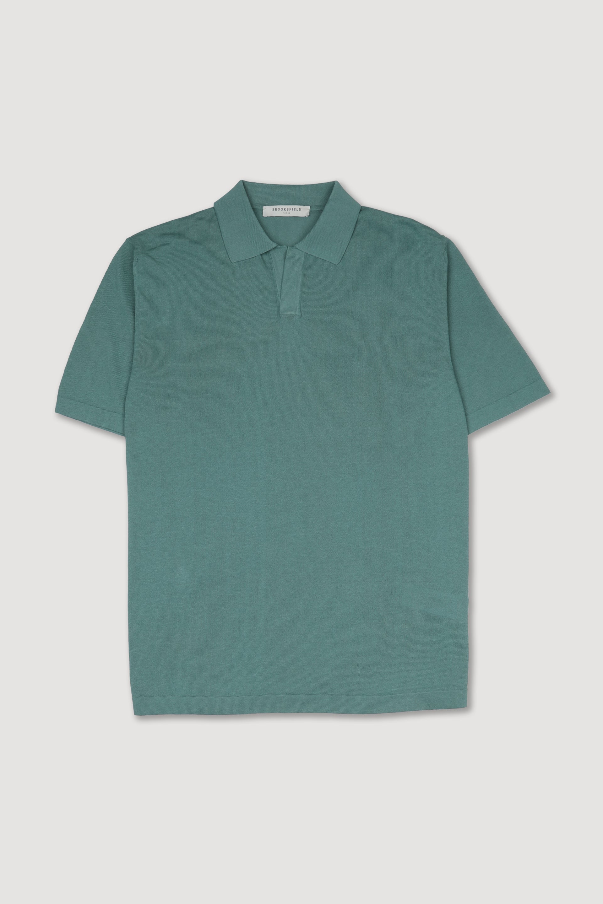 Polo collo aperto manica corta in maglia di cotone crêpe. Verde - Peacock