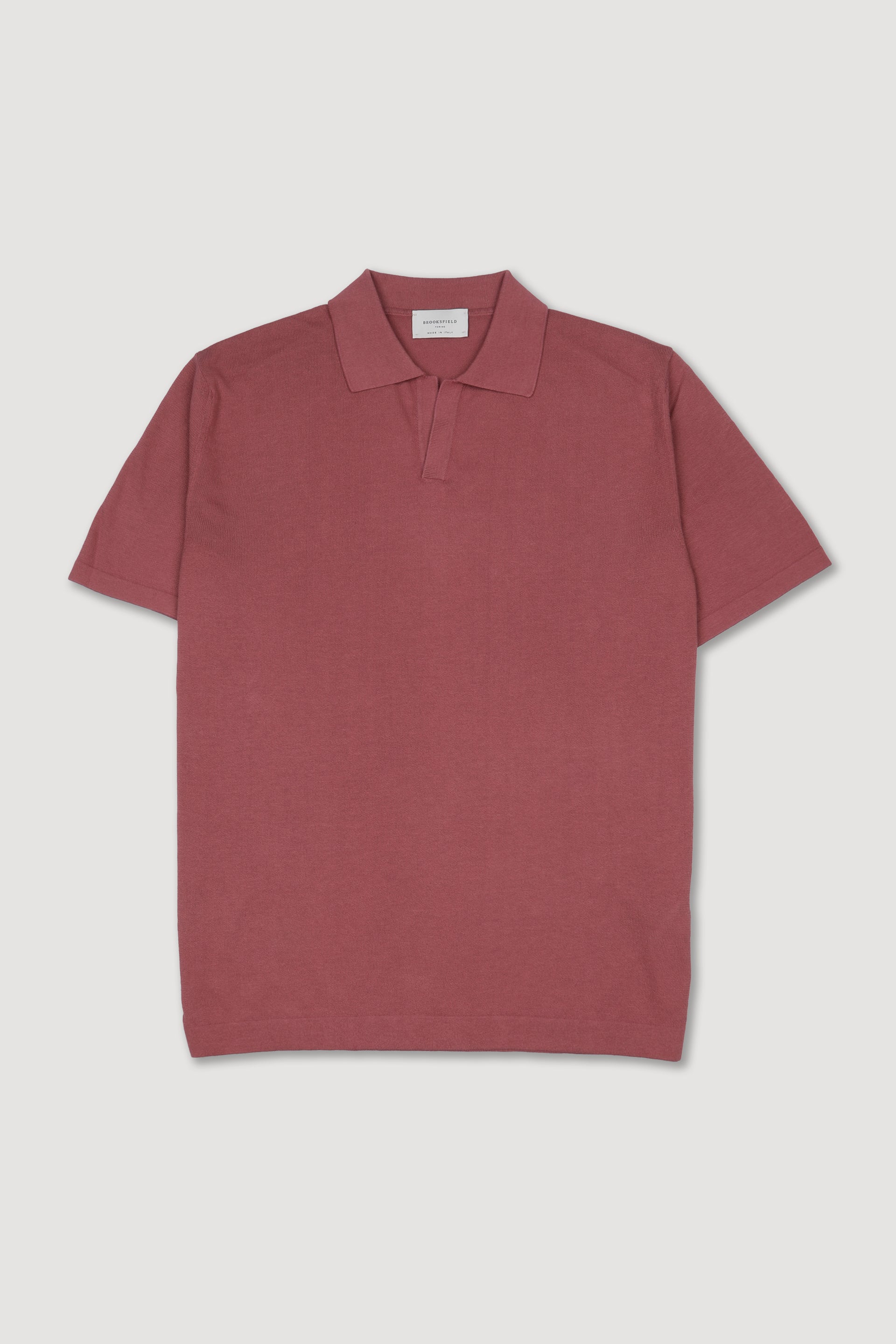 Polo collo aperto manica corta in maglia di cotone crêpe. Rosa - Cipolla