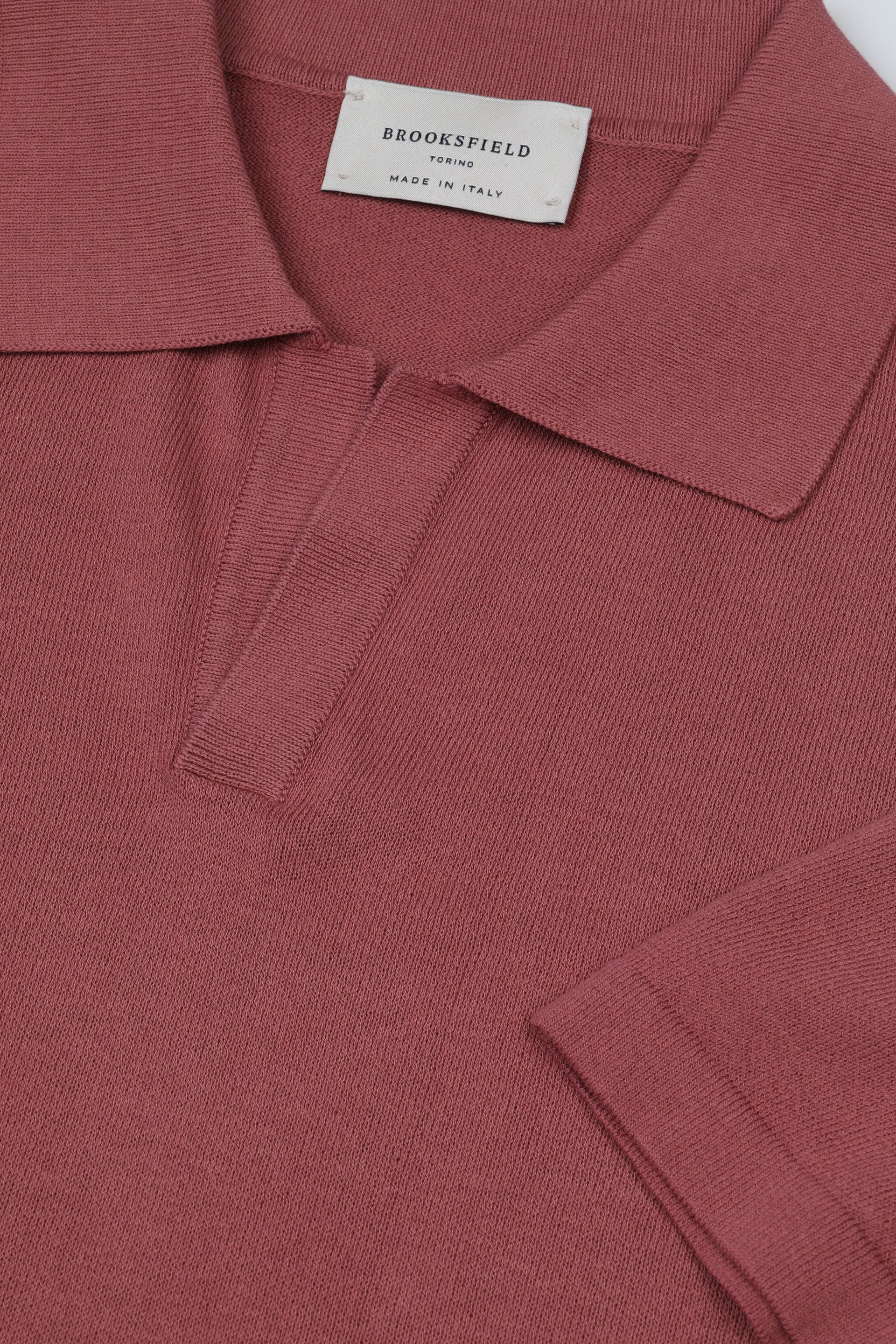 Polo collo aperto manica corta in maglia di cotone crêpe. Rosa - Cipolla