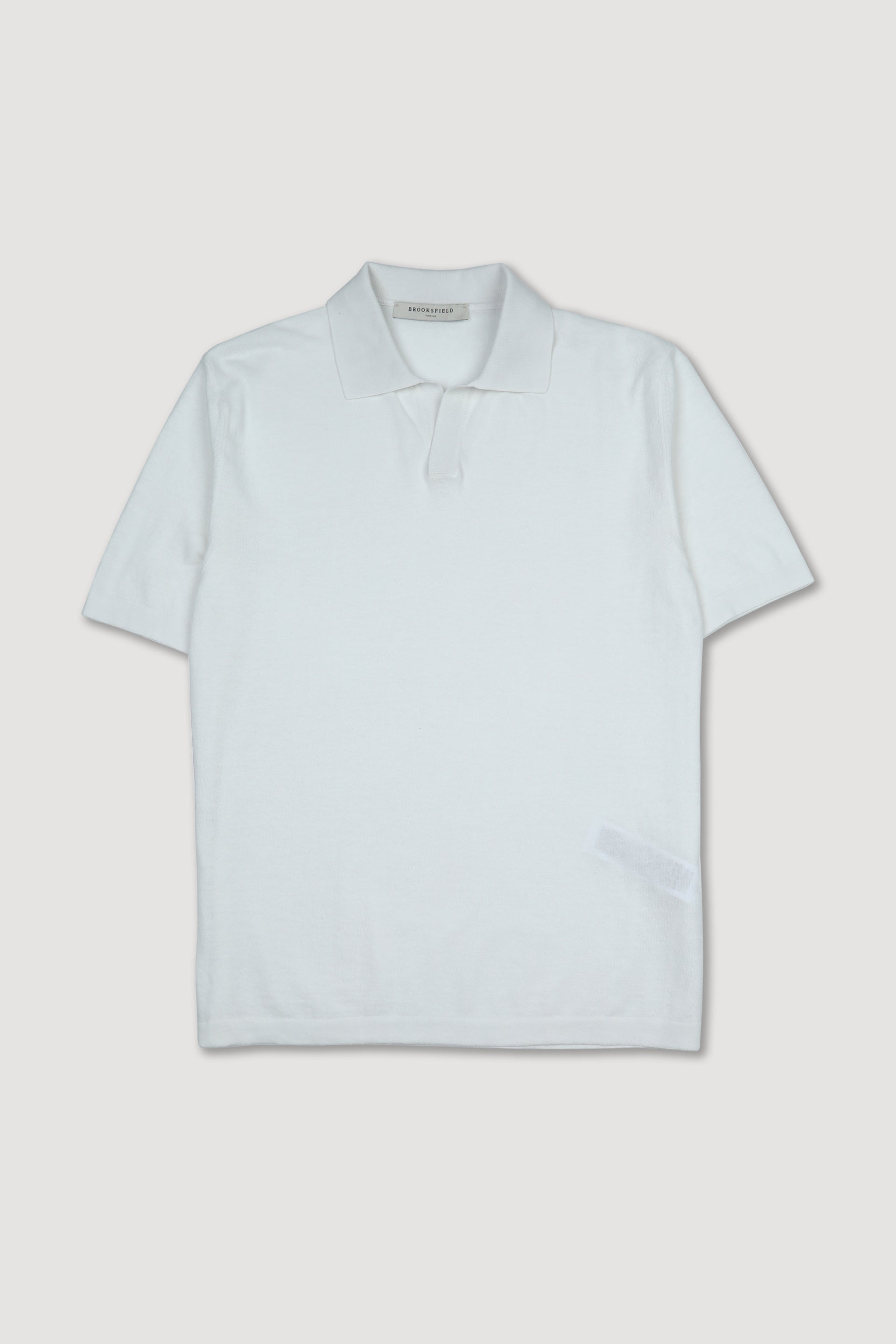 UOMO-POLO MC OPEN COLLAR, RASATO, TINTO DIRETTO, COTONE CREPE (FIN.14) - Off white