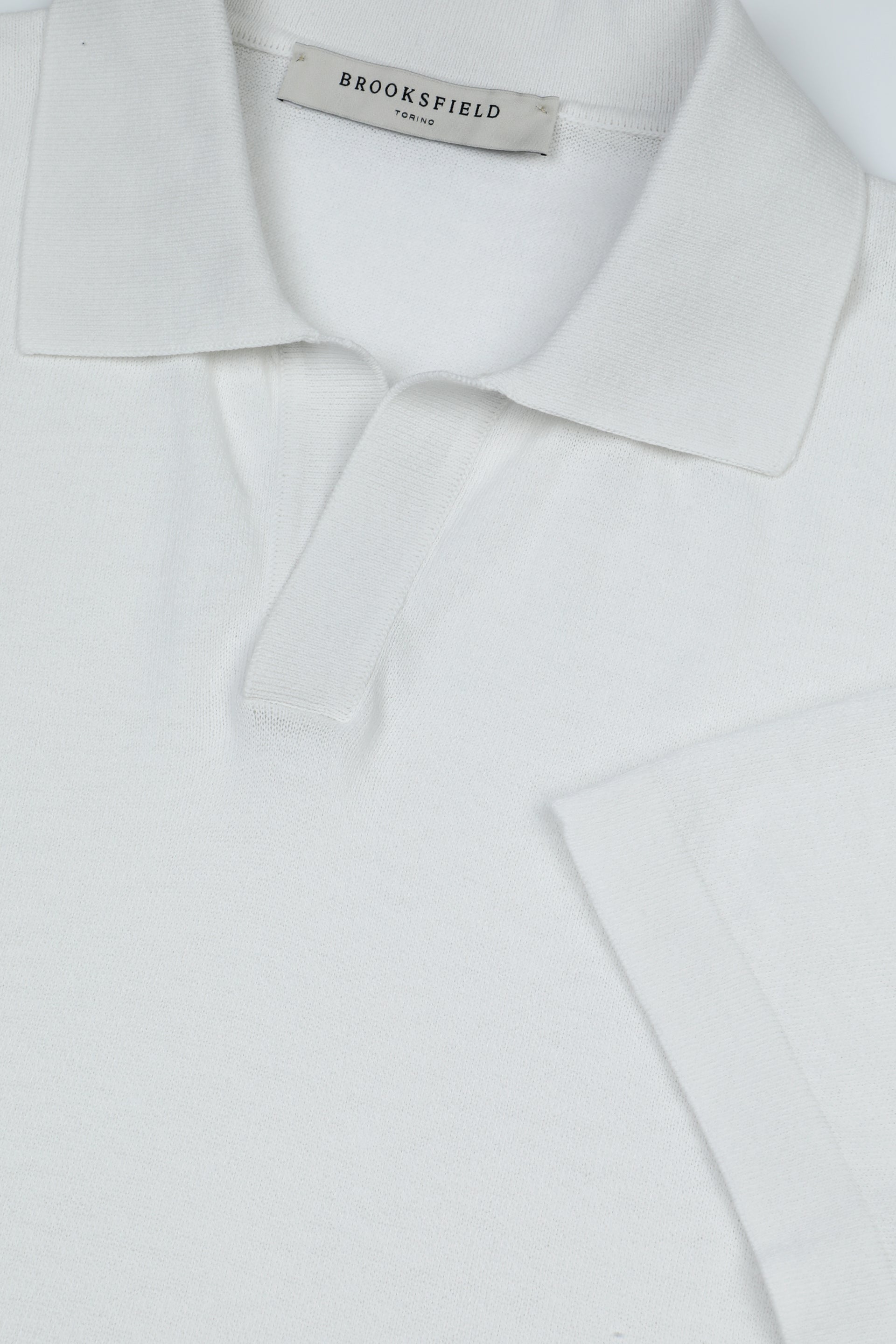 UOMO-POLO MC OPEN COLLAR, RASATO, TINTO DIRETTO, COTONE CREPE (FIN.14) - Off white