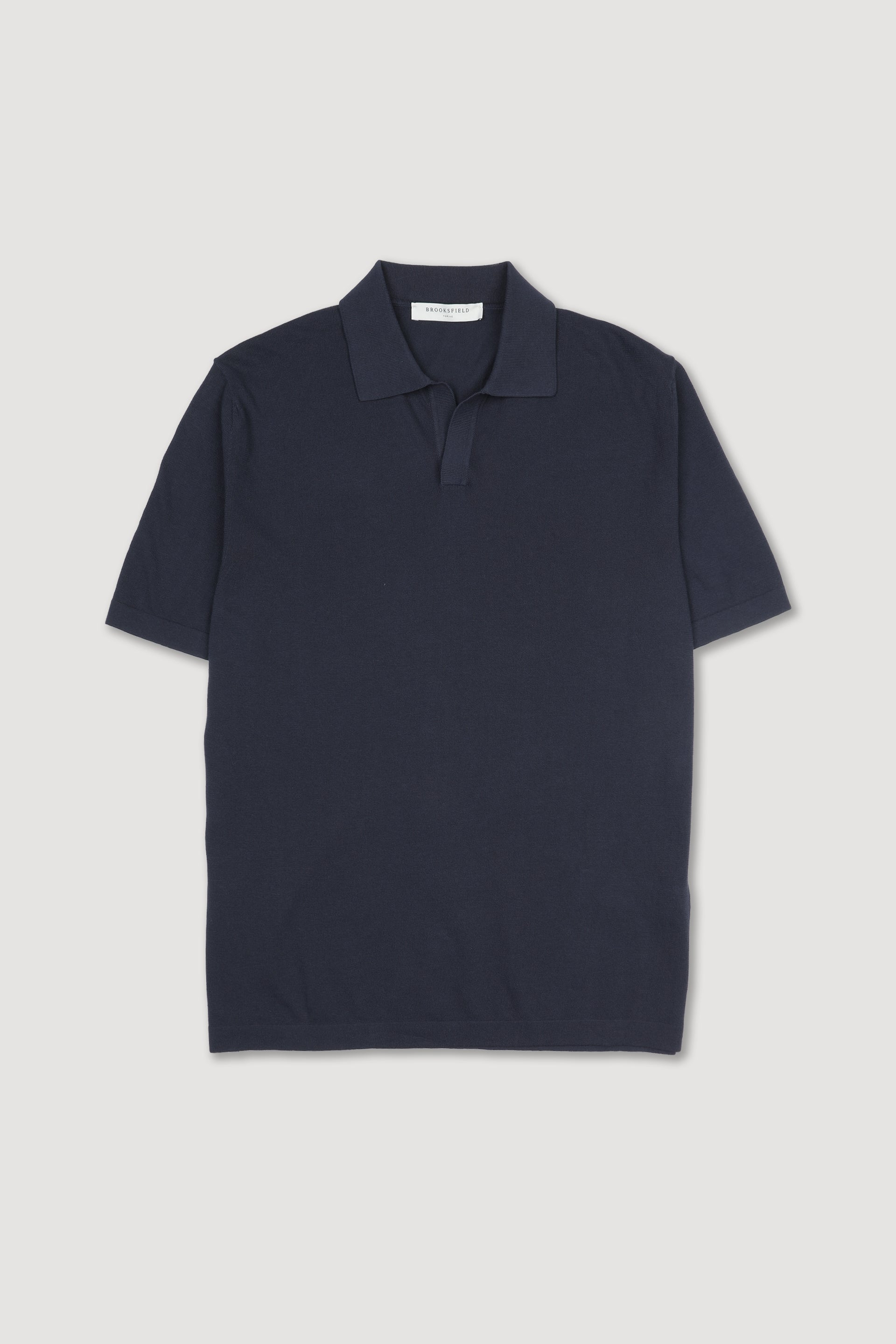 UOMO-POLO MC OPEN COLLAR, RASATO, TINTO DIRETTO, COTONE CREPE (FIN.14) - Navy
