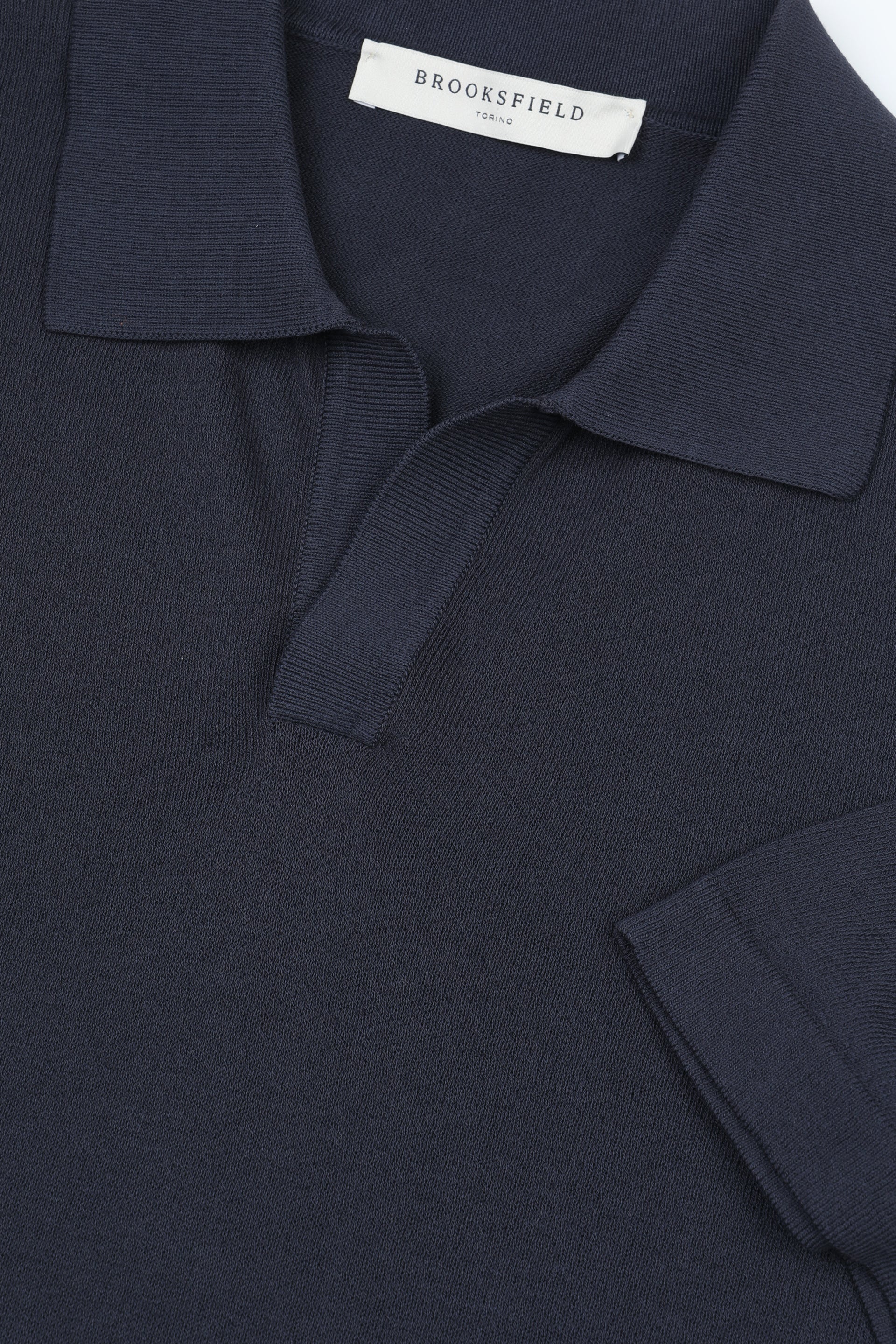 UOMO-POLO MC OPEN COLLAR, RASATO, TINTO DIRETTO, COTONE CREPE (FIN.14) - Navy
