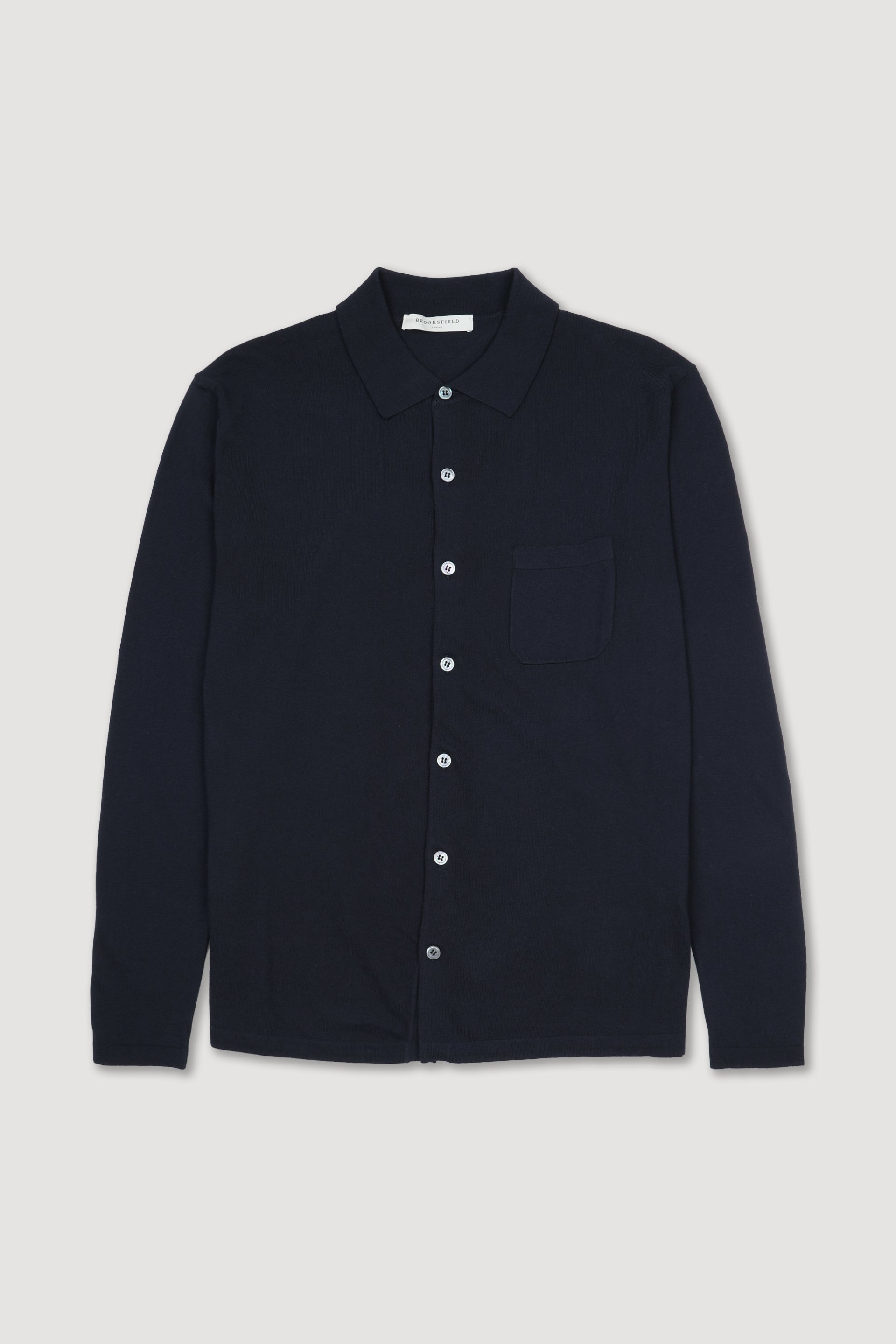 UOMO-GIACCA COLLO POLO RASATA, CON BOTTONI, TASCHINO AL CUORE, TINTO DIRETTO, COTONE CREPE (FIN.14) - Navy
