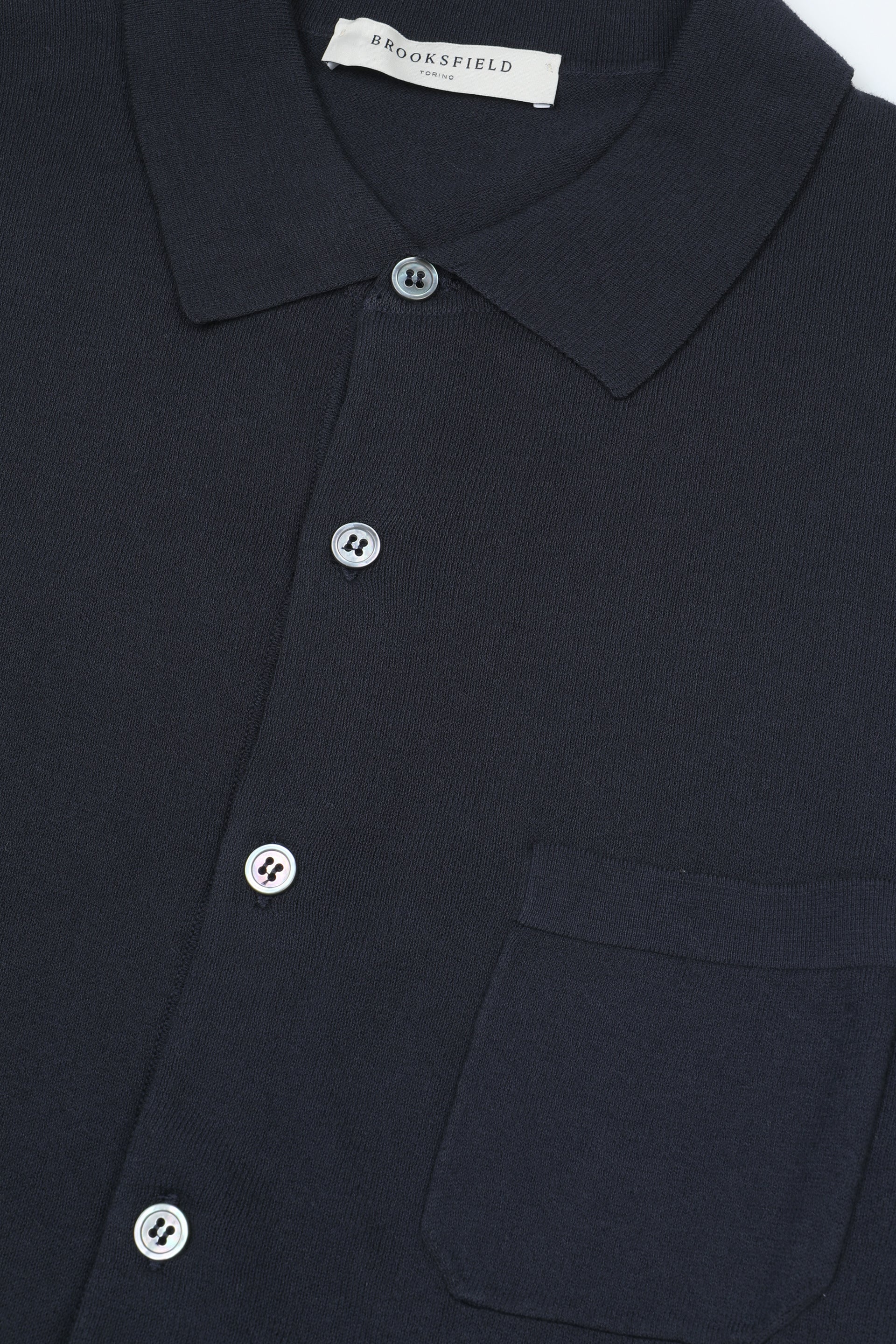 UOMO-GIACCA COLLO POLO RASATA, CON BOTTONI, TASCHINO AL CUORE, TINTO DIRETTO, COTONE CREPE (FIN.14) - Navy