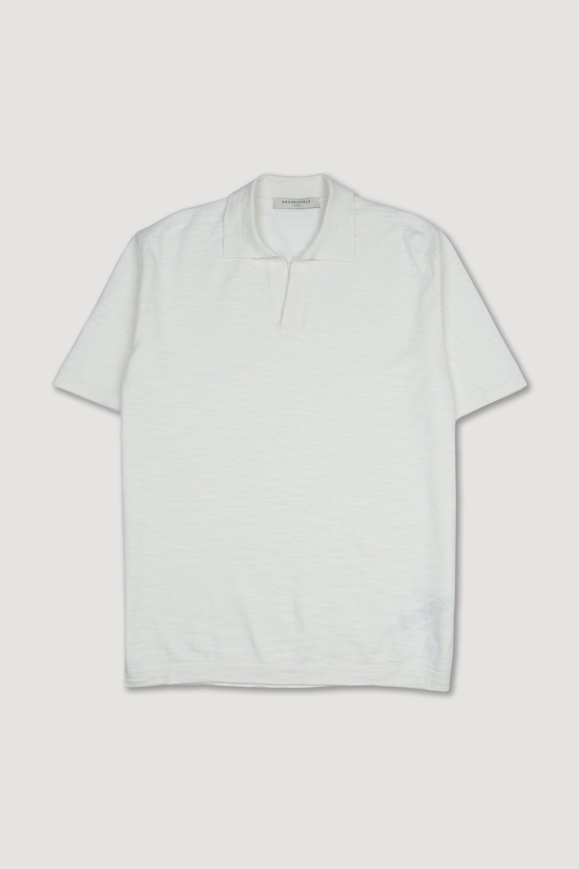 UOMO-POLO M/C, OPEN COLLAR RASATA, COTONE/LINO TINTO CAPO DIRETTO (FIN.14) - Off white