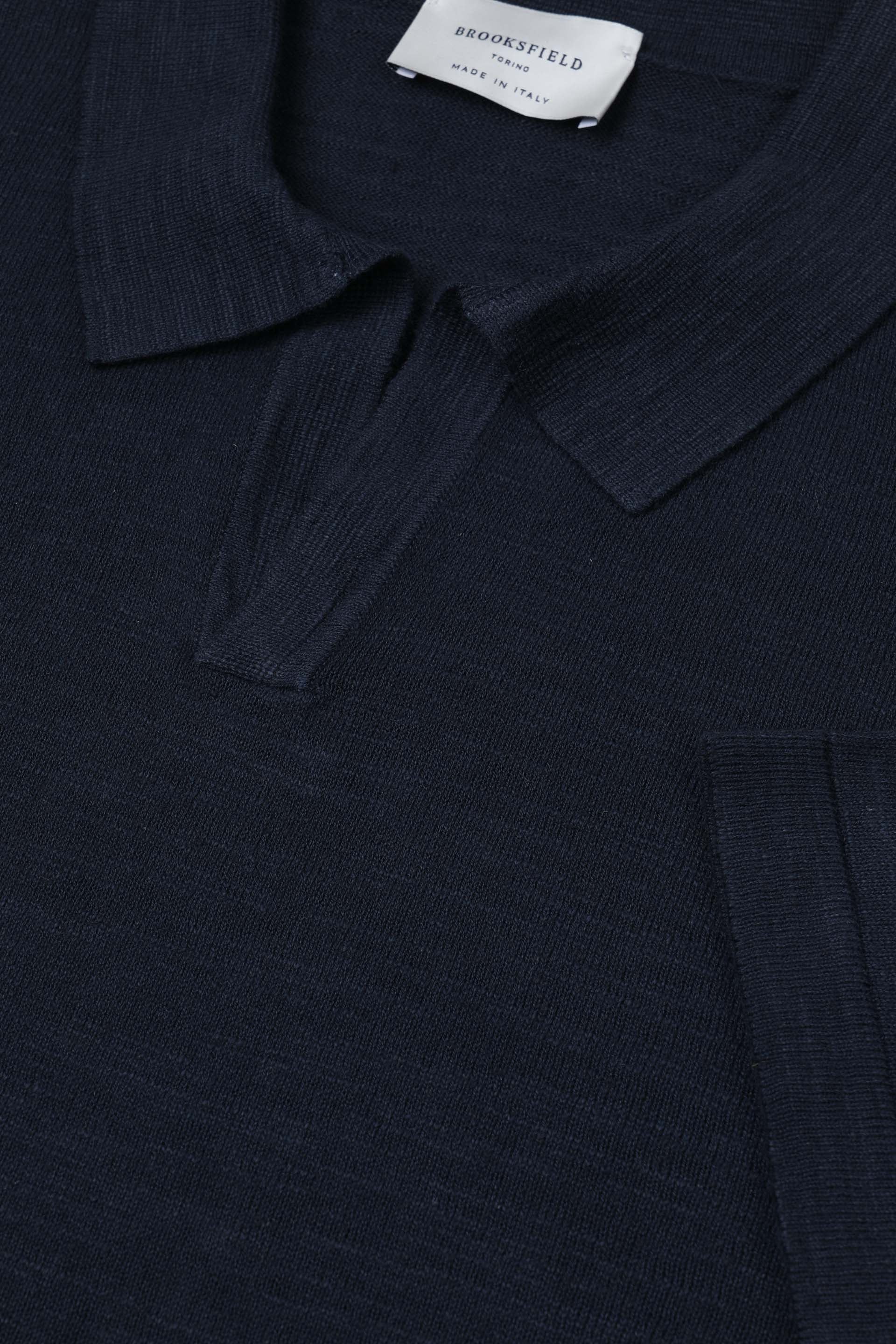 MAGLIA, POLO, MANICA CORTA, MISTO LINO RASATO, TINTO CAPO - Navy blue