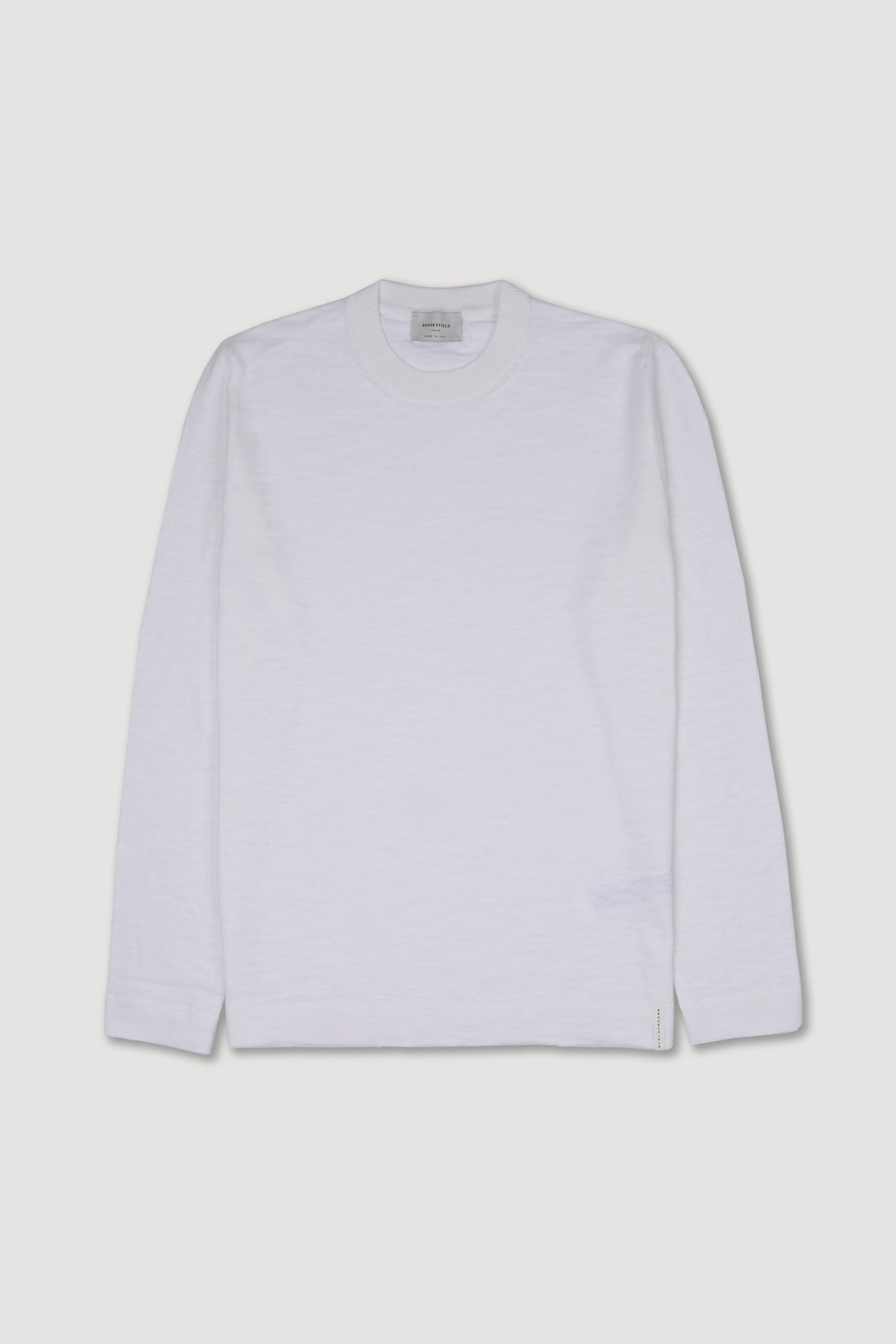 Maglia girocollo in cotone misto lino. Bianco - Off white