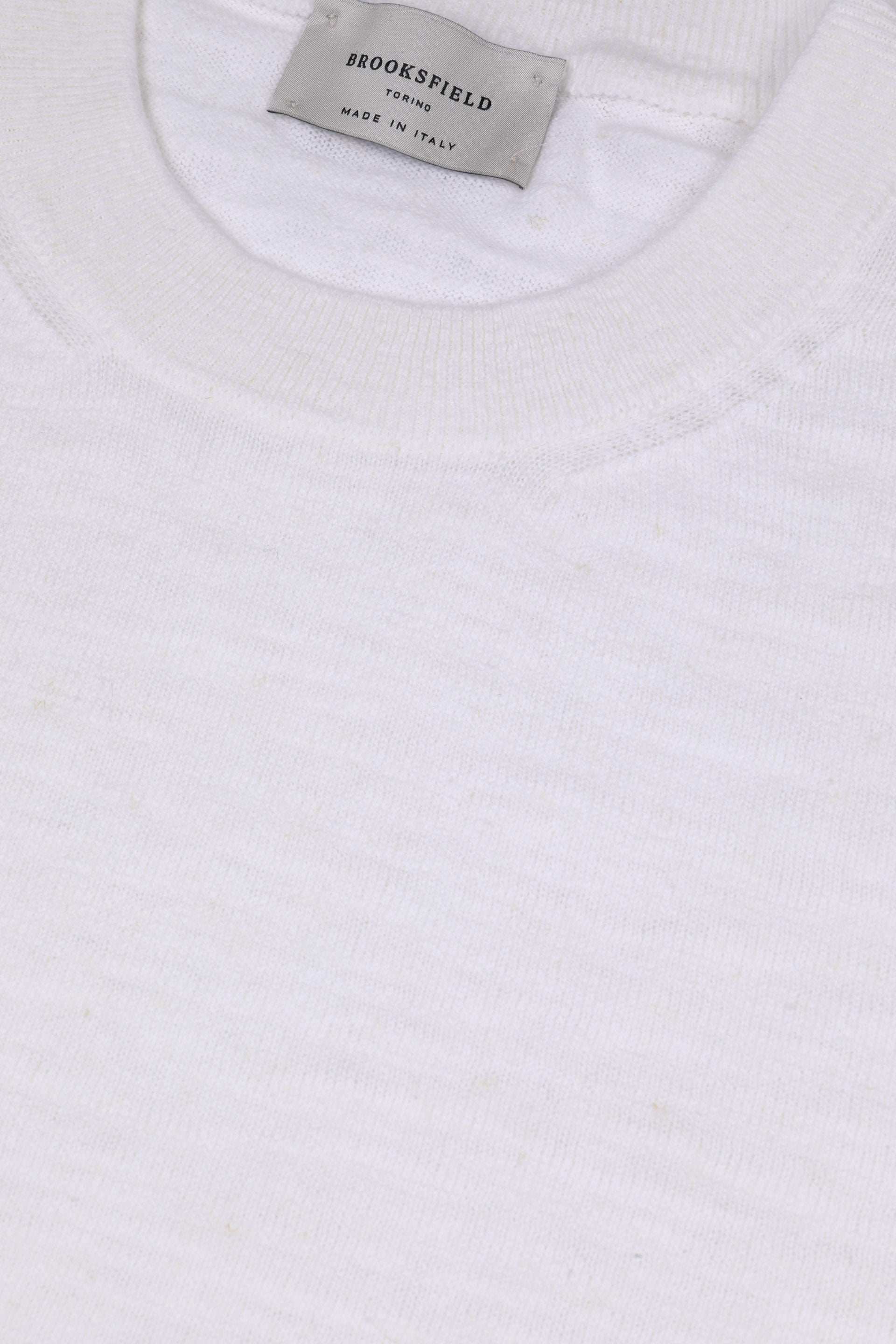 Maglia girocollo in cotone misto lino. Bianco - Off white