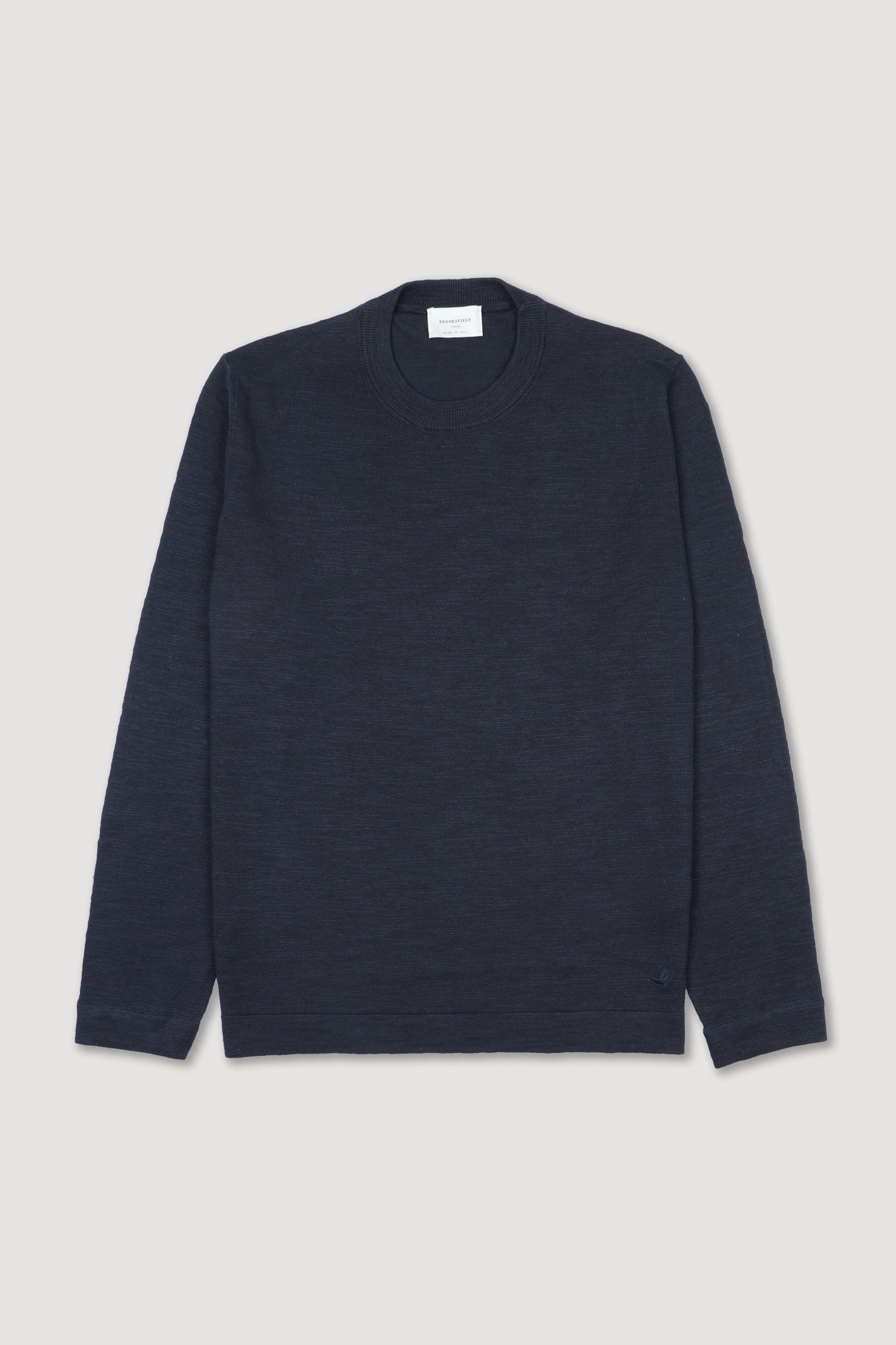 Maglia girocollo in cotone misto lino. Blu - Navy
