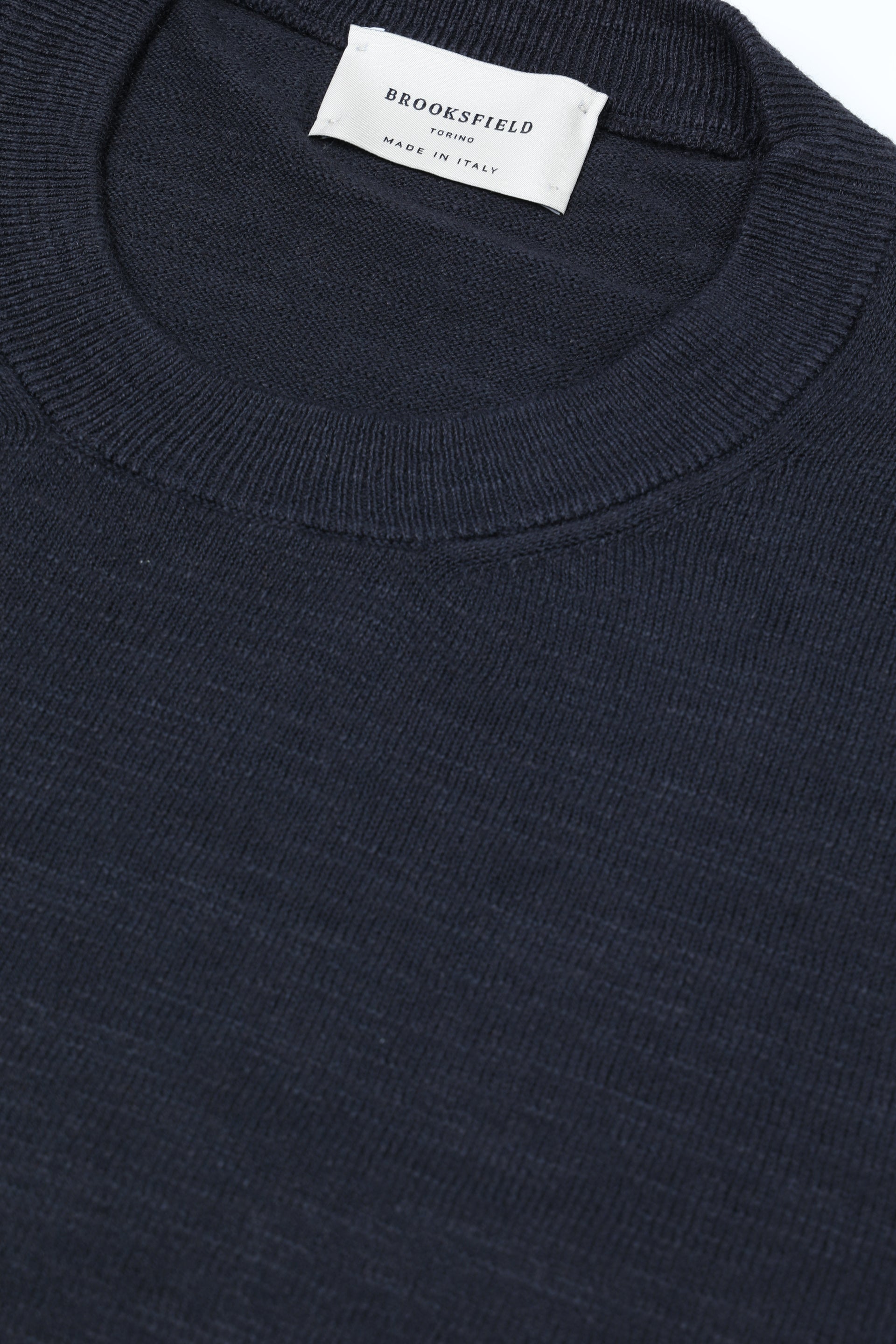 Maglia girocollo in cotone misto lino. Blu - Navy