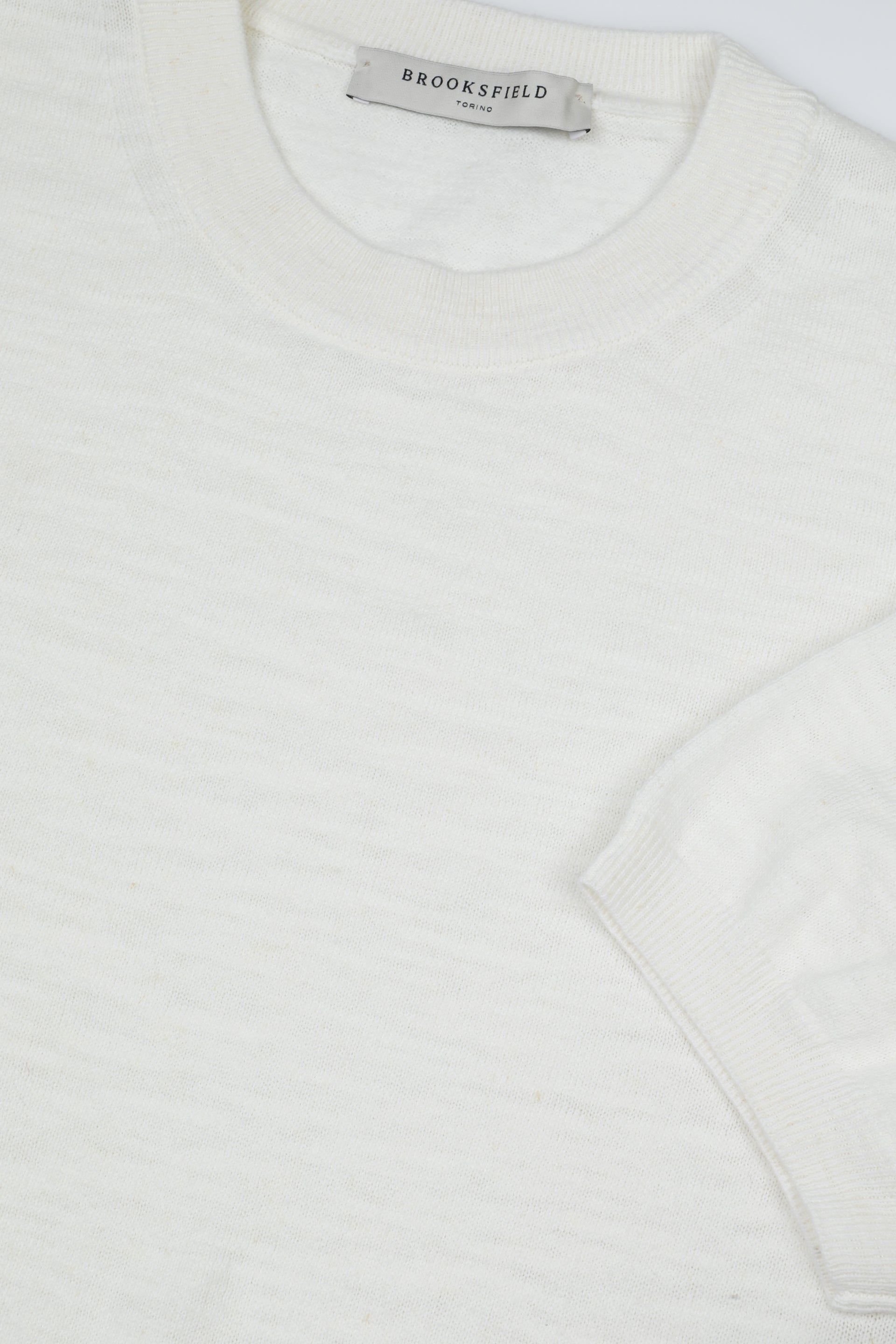 UOMO-T-SHIRT MC RASATO,FONDI E POLSI IN TUBOLARE, COTONE/LINO TINTO CAPO DIRETTO (FIN.14) - Off white