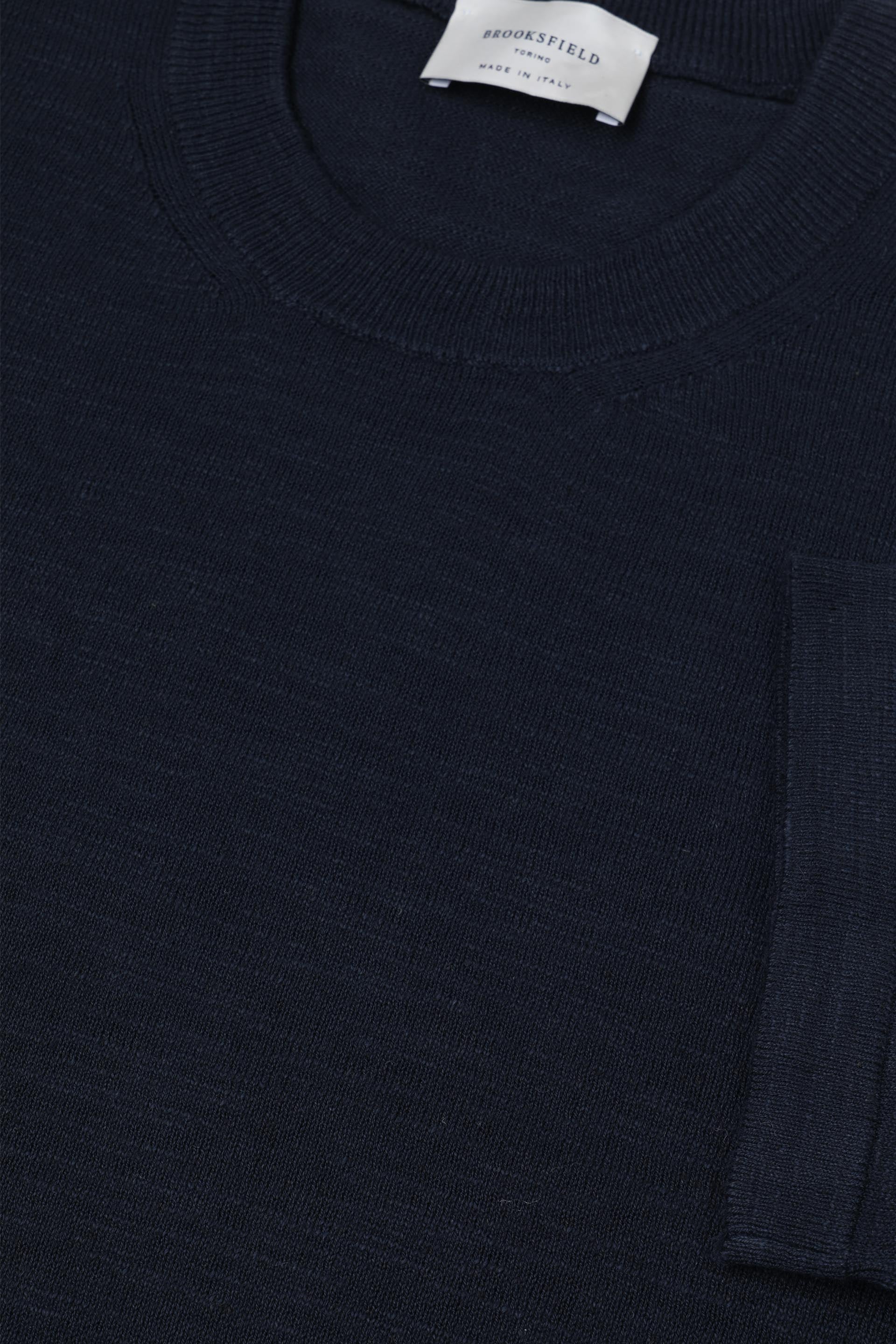 MAGLIA, GIROCOLLO, MISTO LINO RASATO, TINTO CAPO - Navy blue