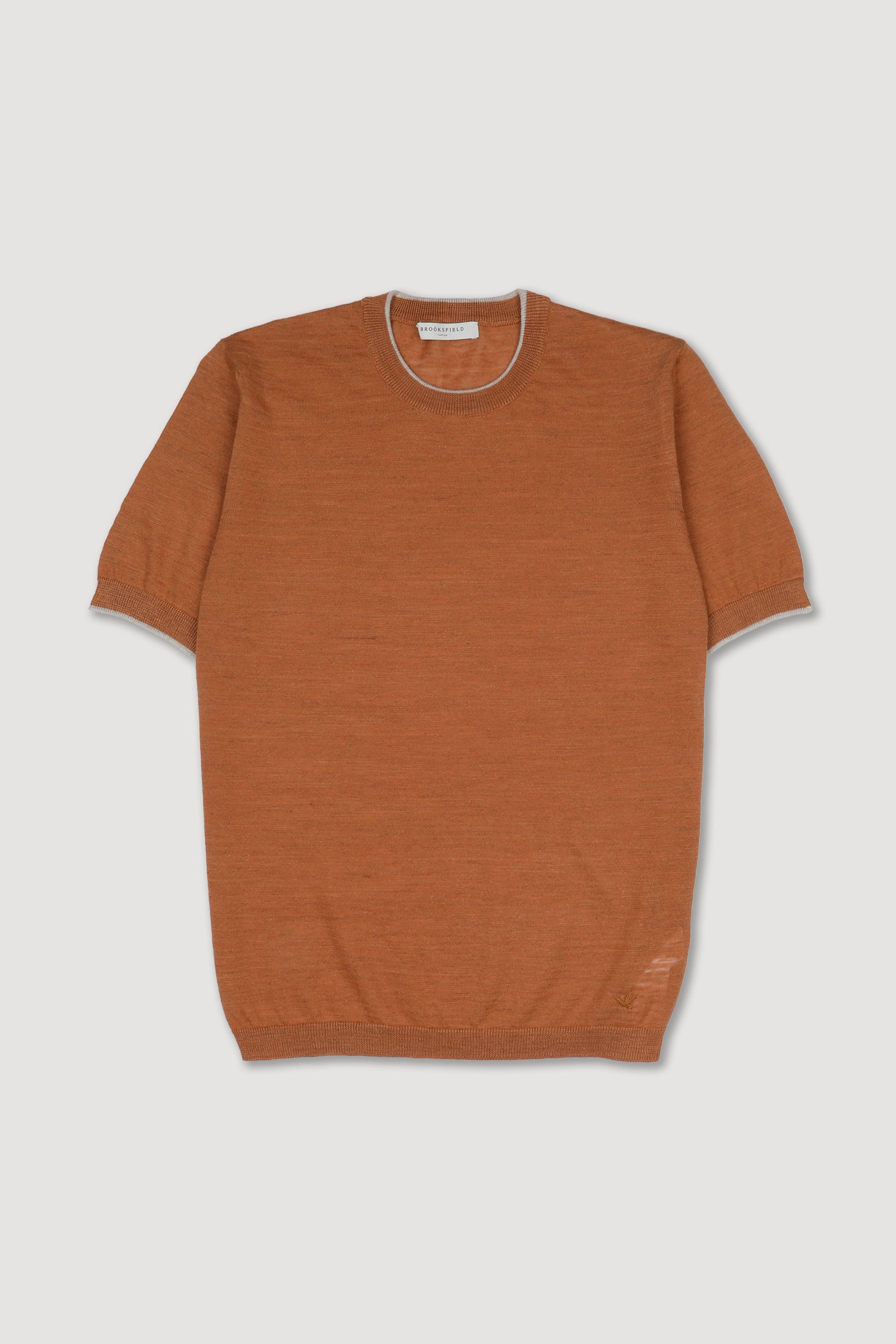 T-shirt in maglia di lino misto poliestere con profili a contrasto. Arancione - Fox