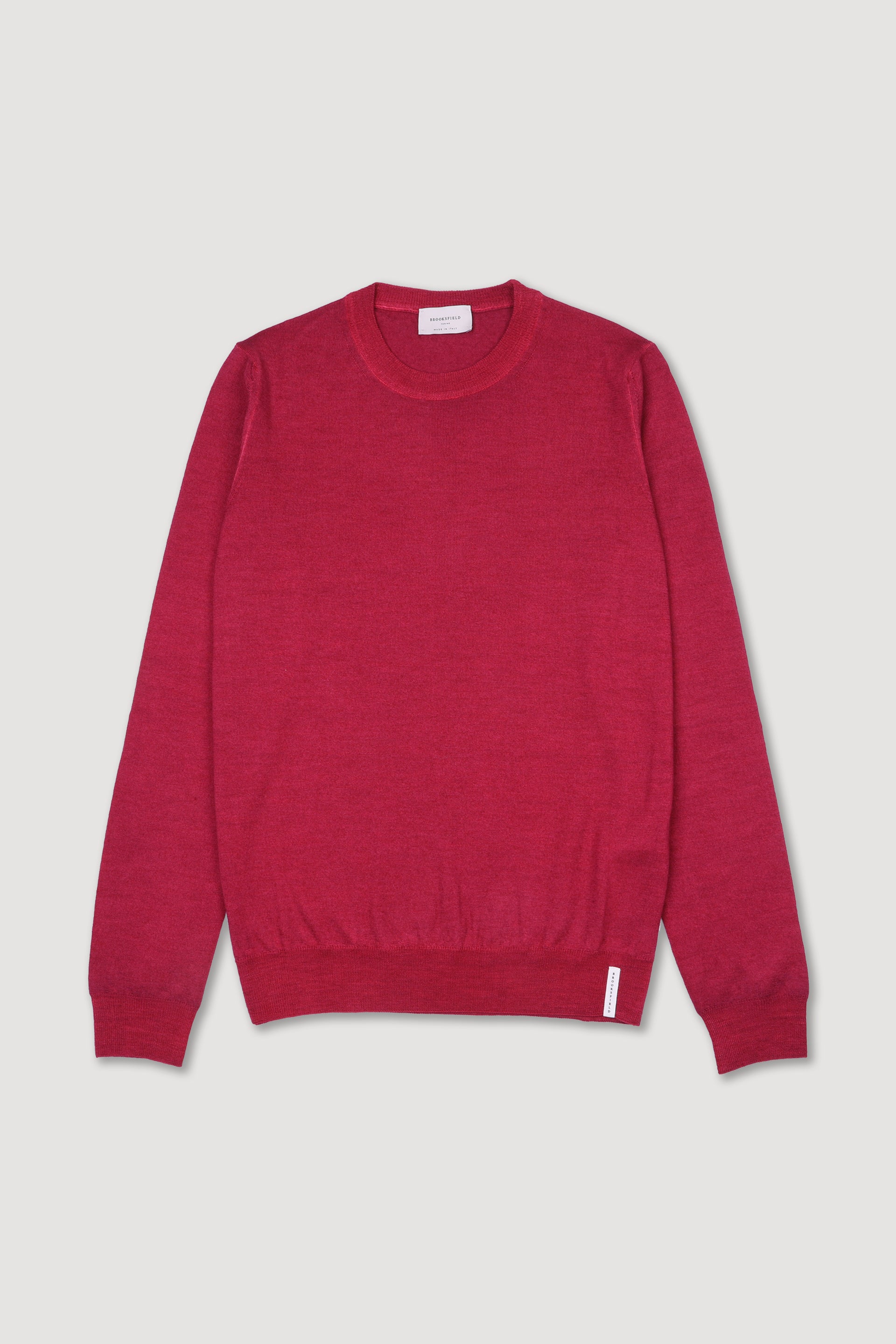 Maglia girocollo in lana merinos extrafine. Rosa - Magenta