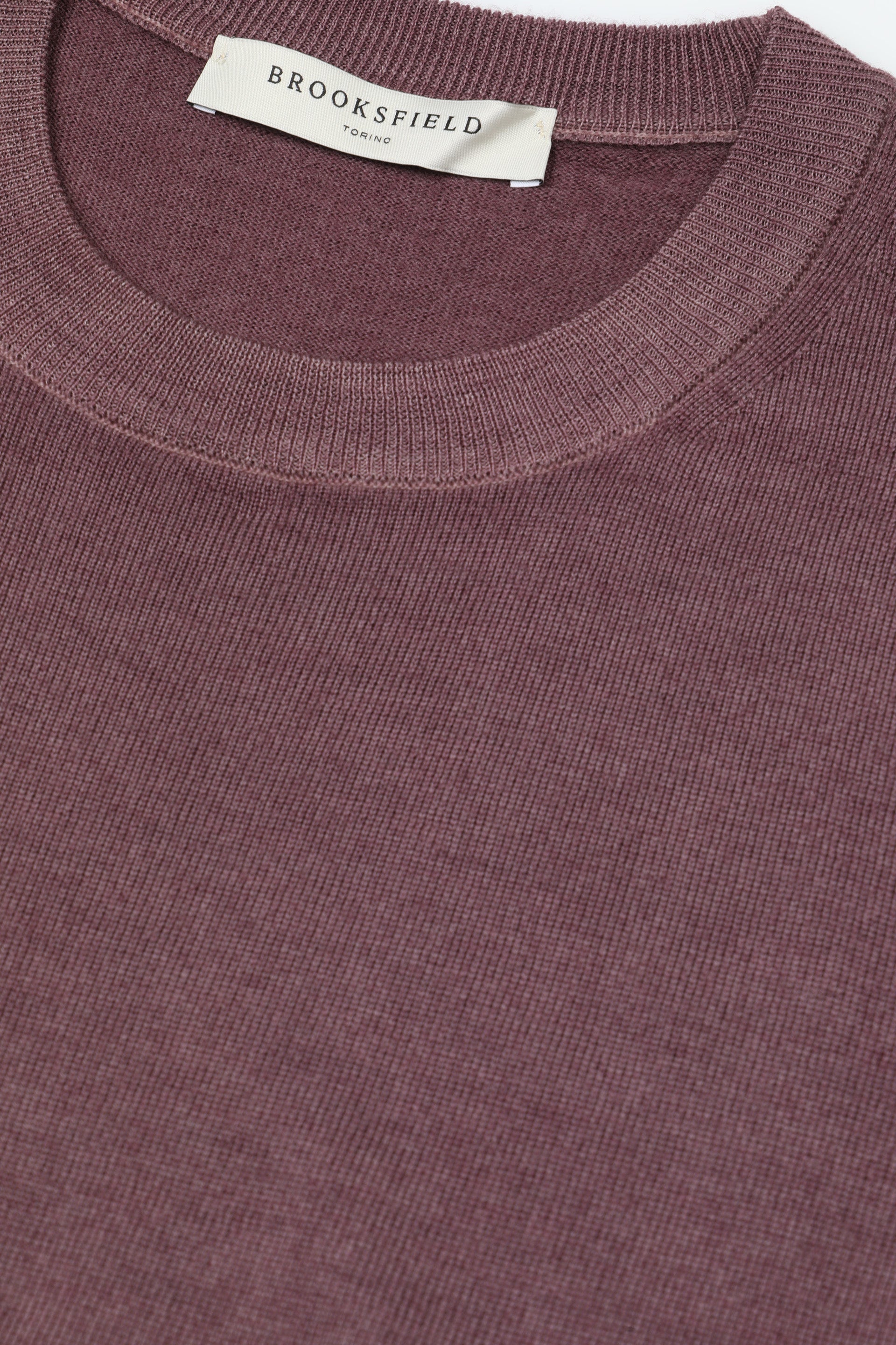 Maglia girocollo in lana merinos extrafine. Rosa - Ciliegio