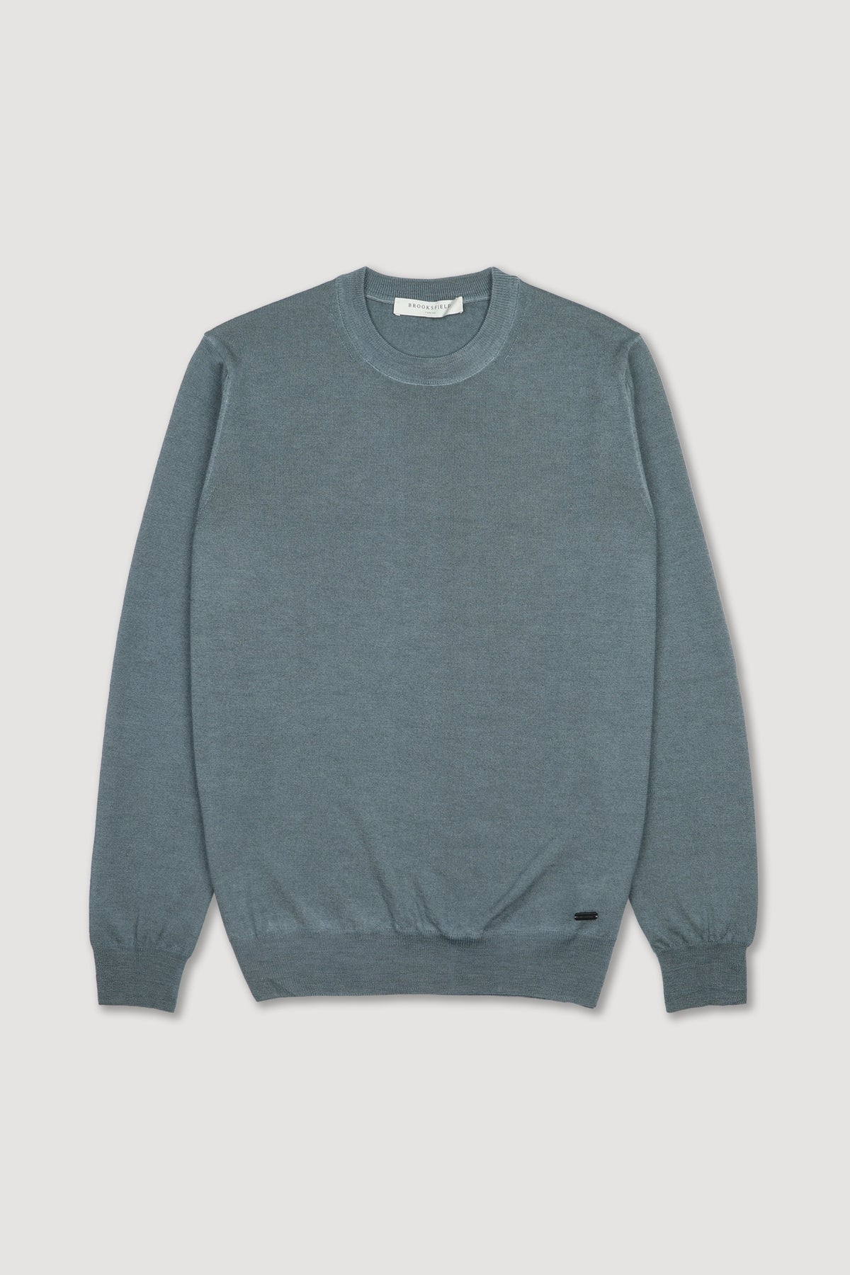 Maglia girocollo in lana merinos extrafine. Grigio - Mineral