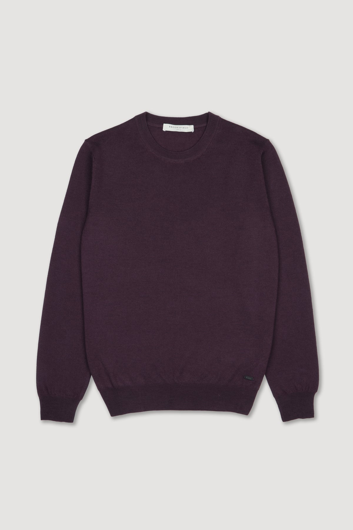 Maglia girocollo in lana merinos extrafine. Viola - Blackberry