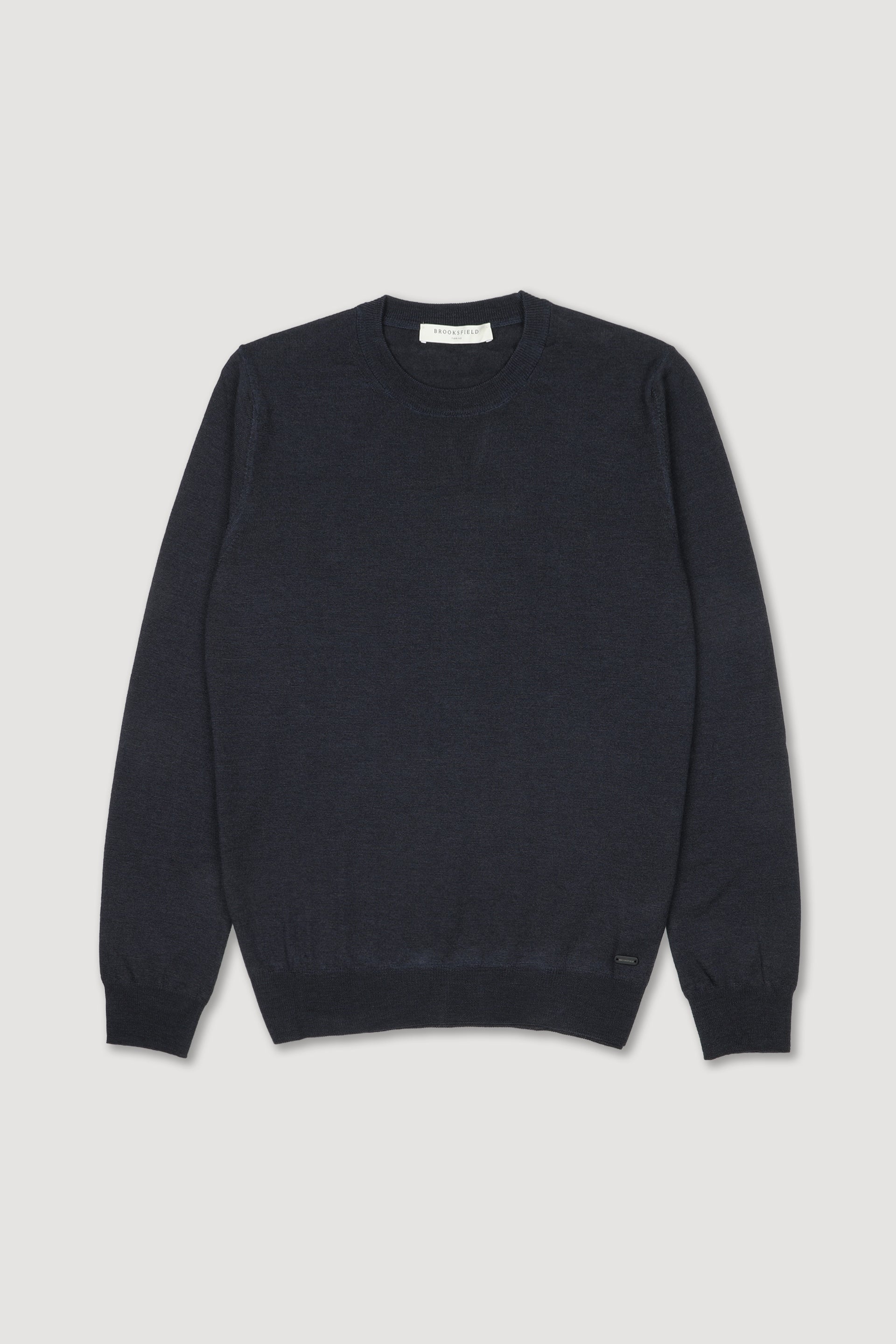 Maglia girocollo in lana merinos extrafine. Blue - Navy