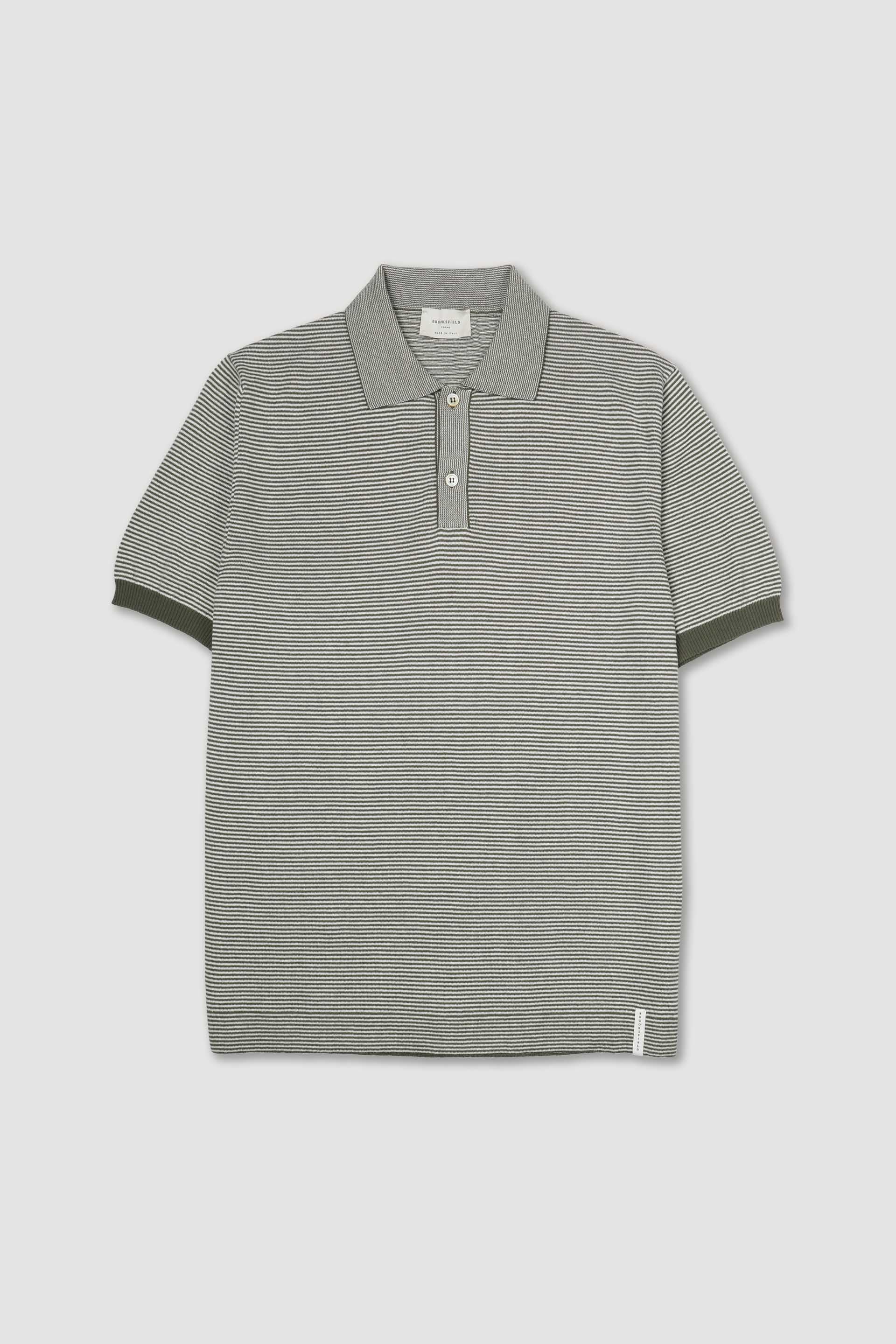 MAGLIA, POLO, MANICA CORTA, COTONE RIGA - Origano/panna