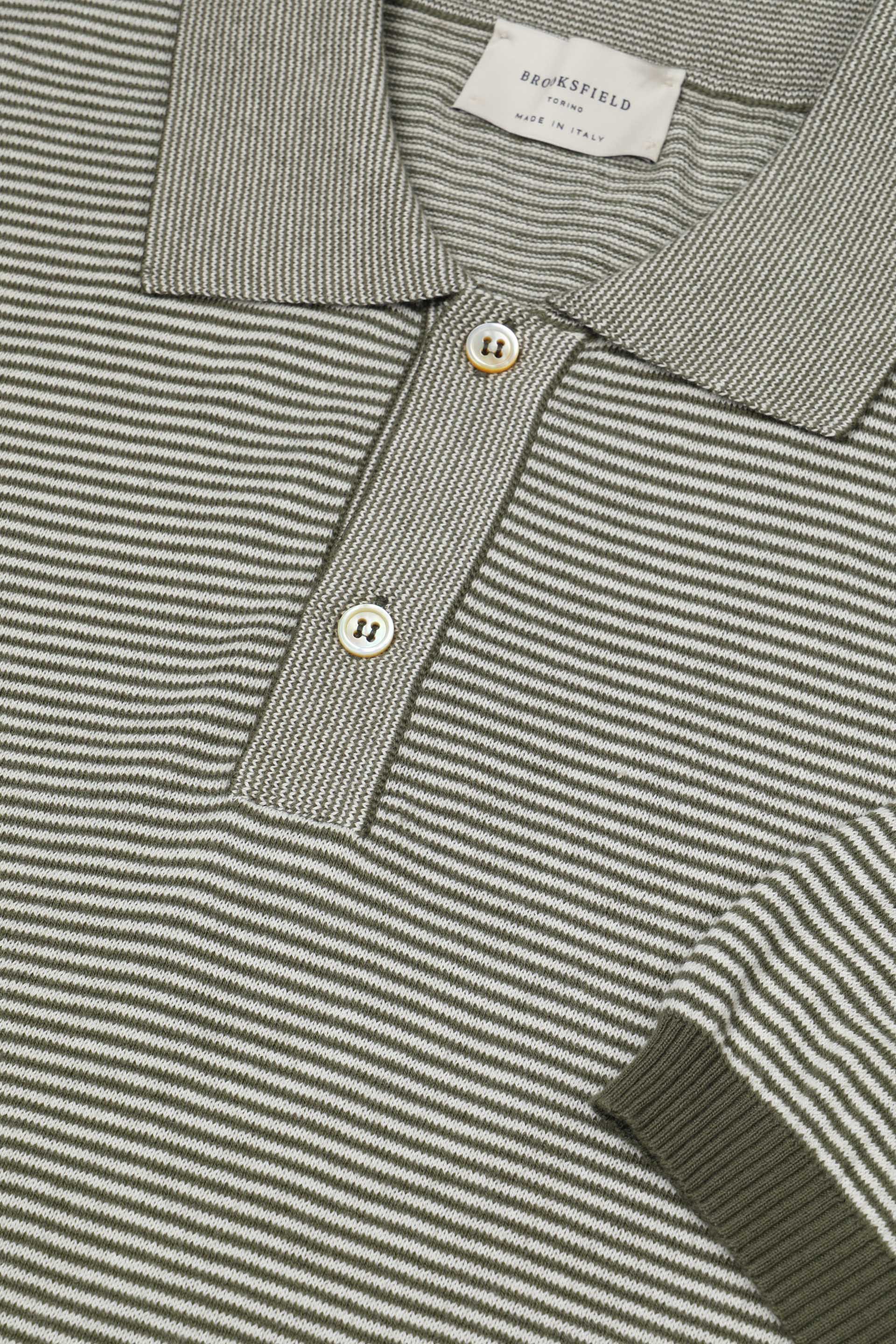 MAGLIA, POLO, MANICA CORTA, COTONE RIGA - Origano/panna