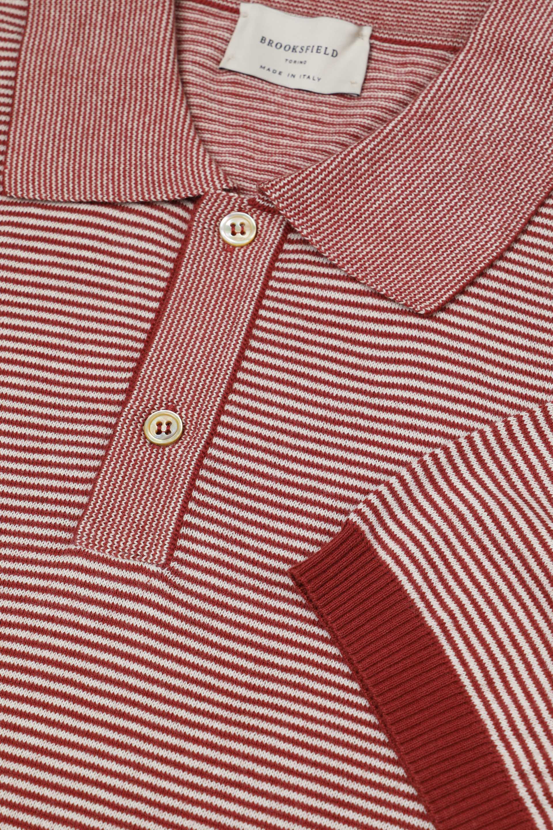 MAGLIA, POLO, MANICA CORTA, COTONE RIGA - Tabasco/panna