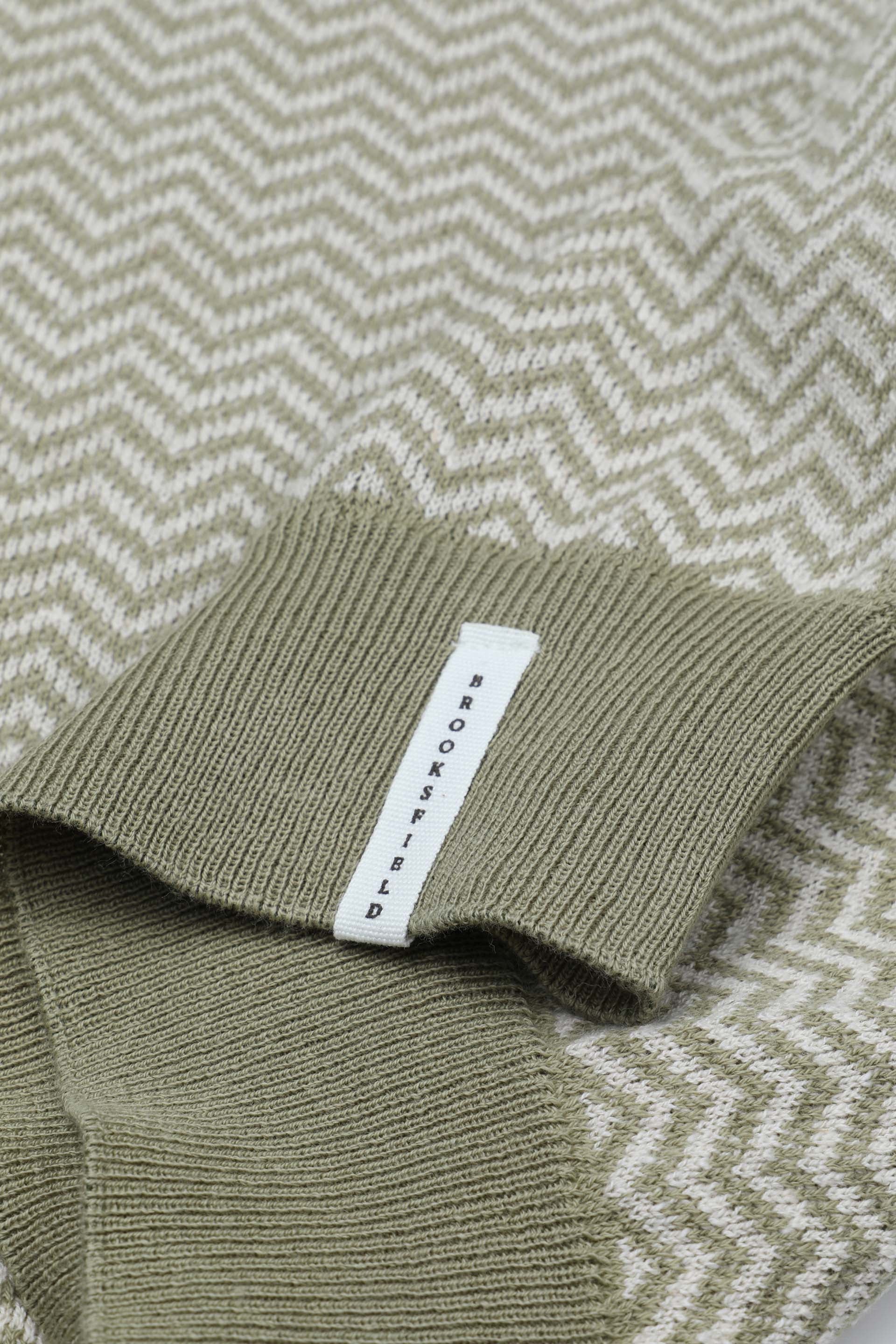 MAGLIA, PULLOVER, GIROCOLLO, COTONE SUPERFINE - Artichoke/panna