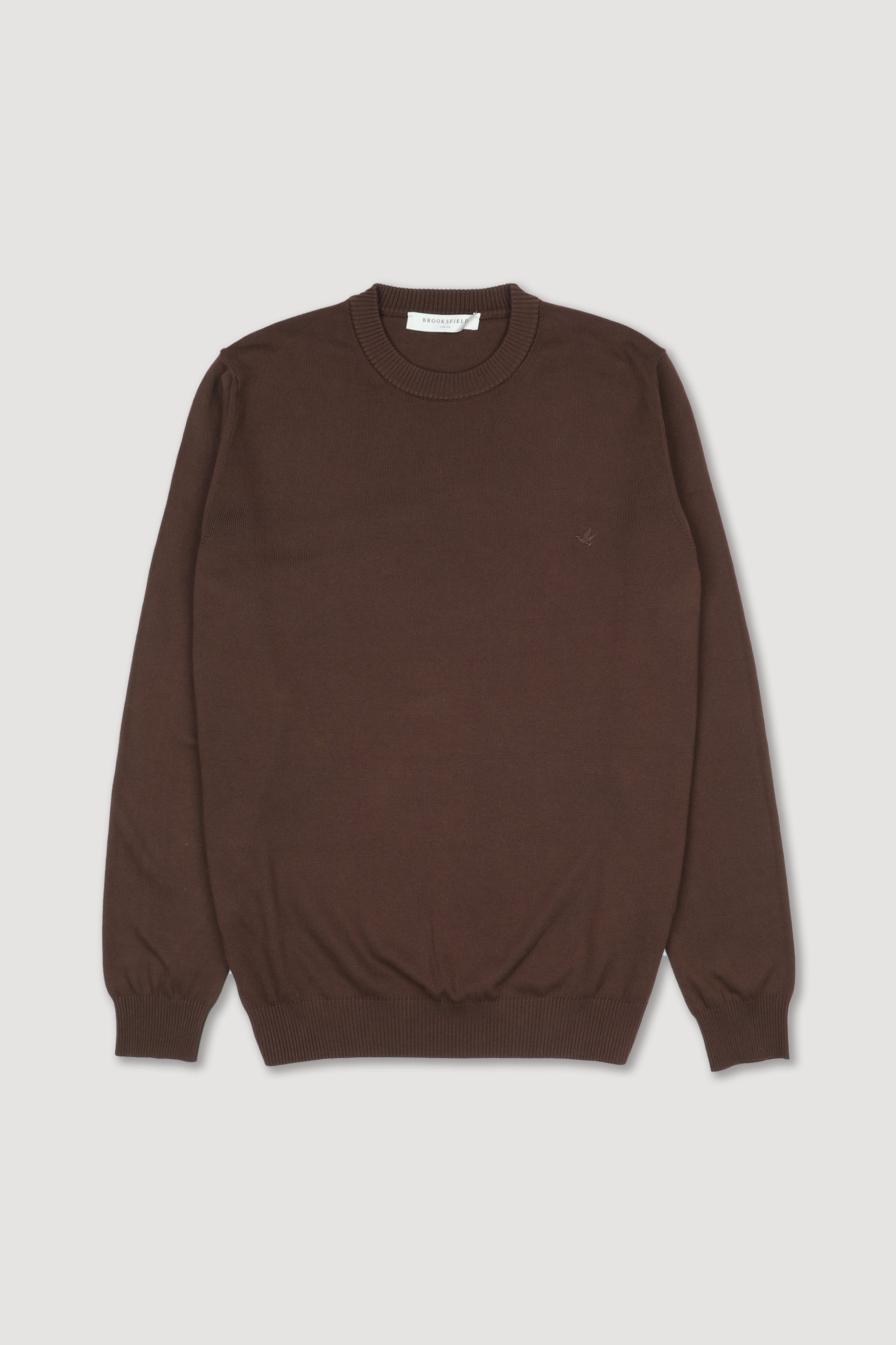 Maglia girocollo in cotone con logo ricamato al cuore. Marrone - Africa