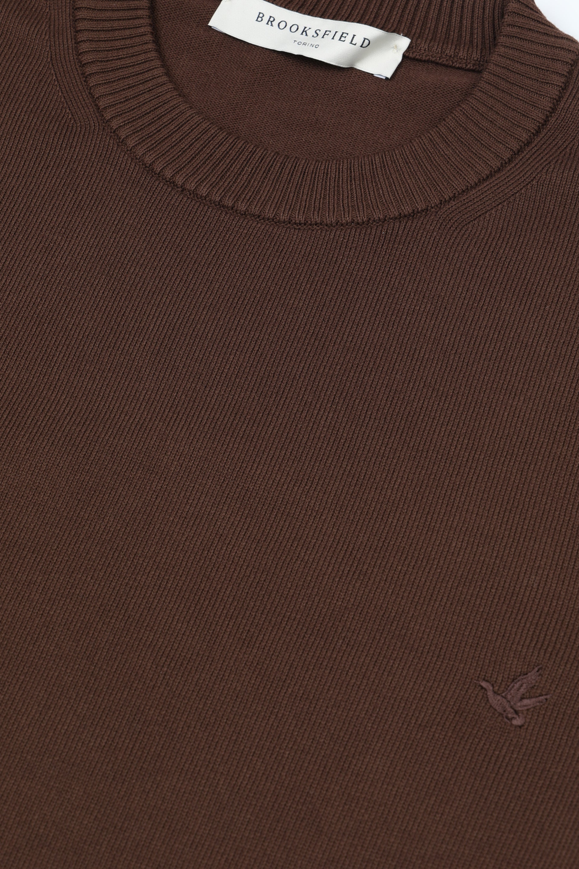 Maglia girocollo in cotone con logo ricamato al cuore. Marrone - Africa