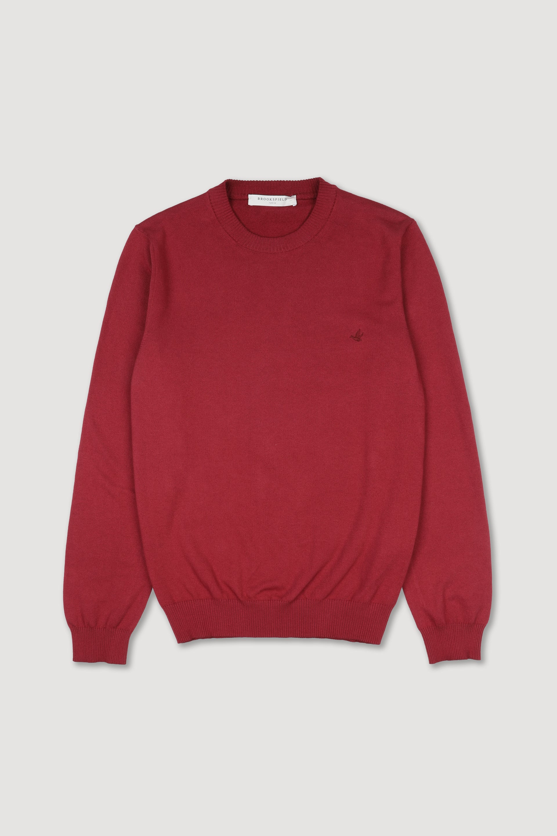 Maglia girocollo in cotone con logo ricamato al cuore. Rosso - Cardinale