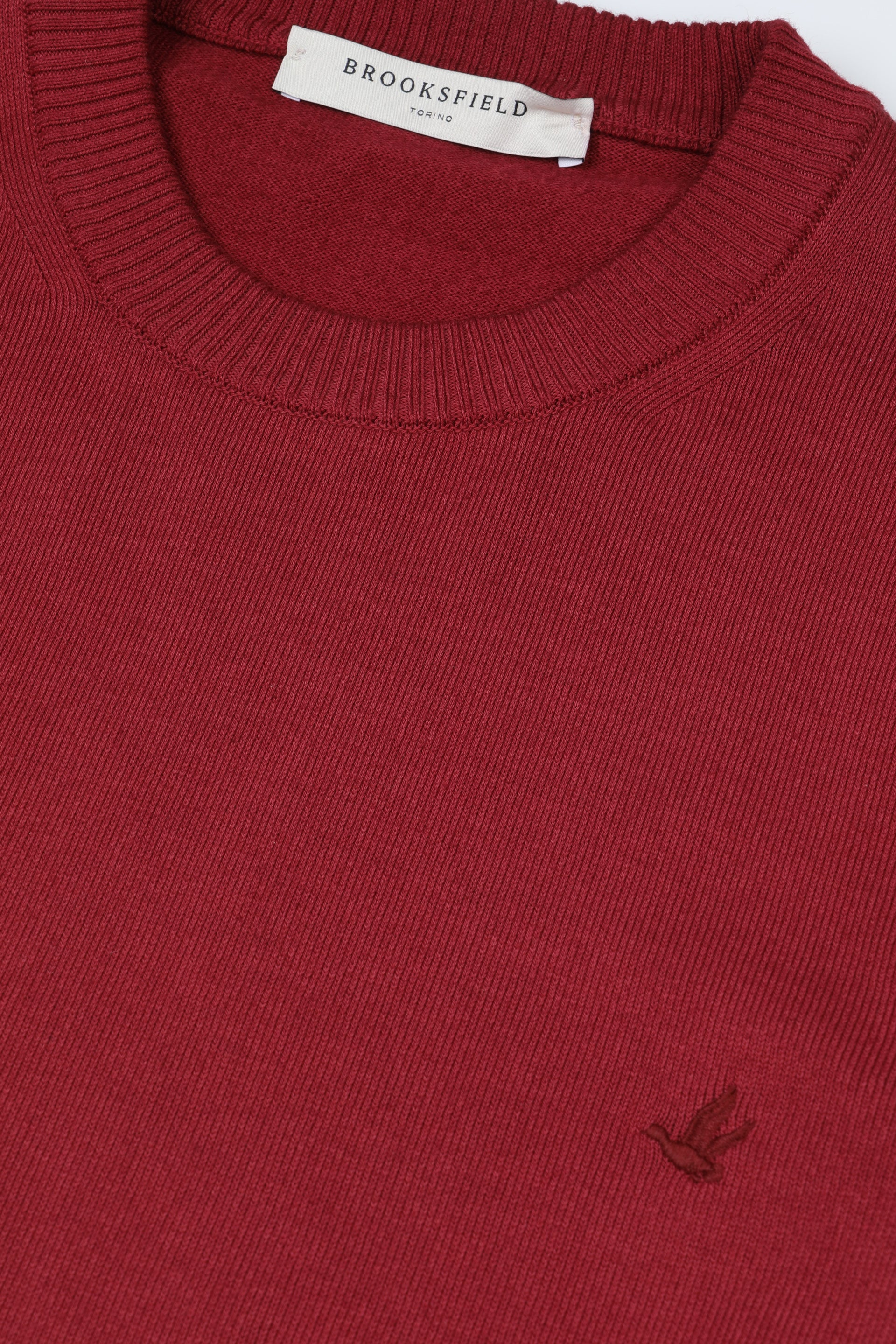 Maglia girocollo in cotone con logo ricamato al cuore. Rosso - Cardinale