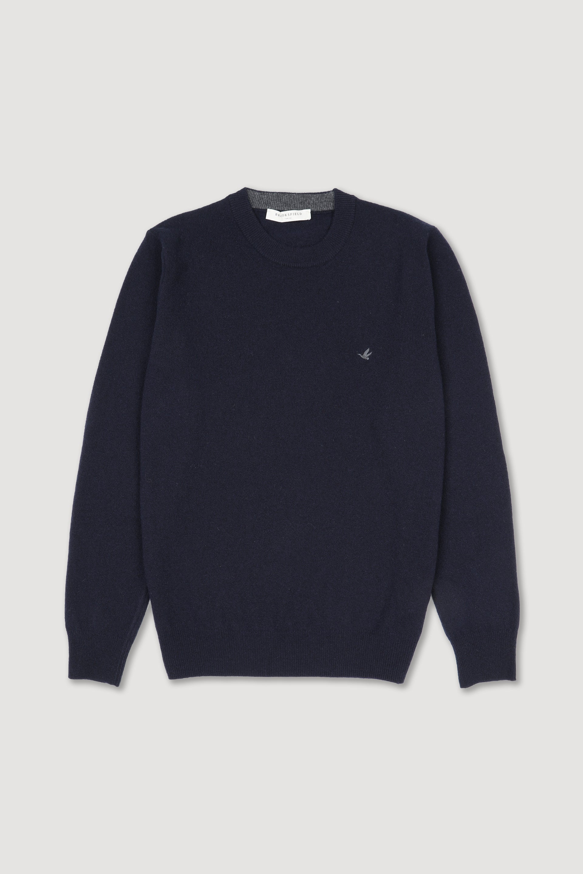 UOMO-GIROCOLLO RASATO, INTERNO COLLO E TOPPE IN CONTRASTO, LAMBSWOOL (FIN.12) - Blu scuro