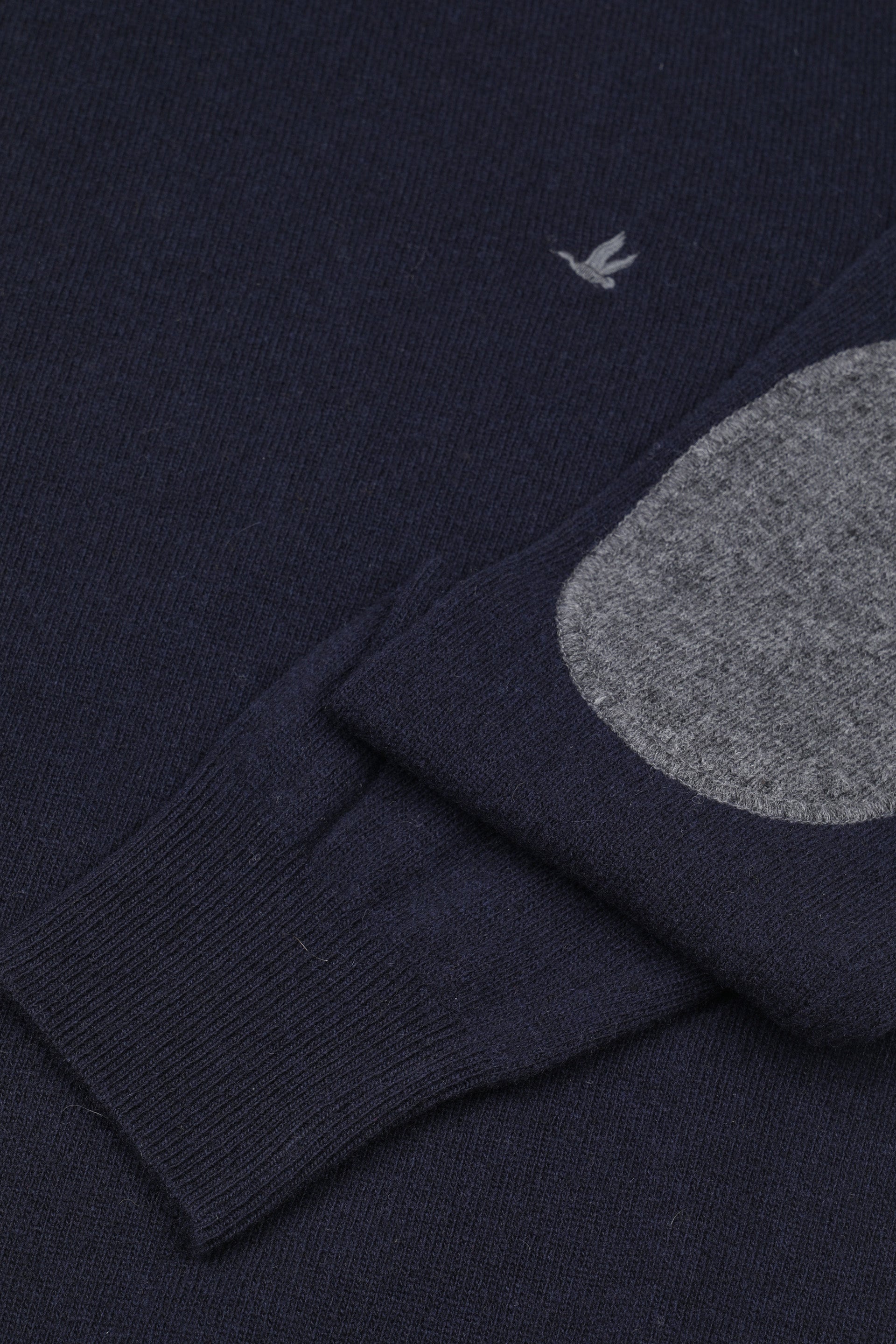 UOMO-GIROCOLLO RASATO, INTERNO COLLO E TOPPE IN CONTRASTO, LAMBSWOOL (FIN.12) - Blu scuro