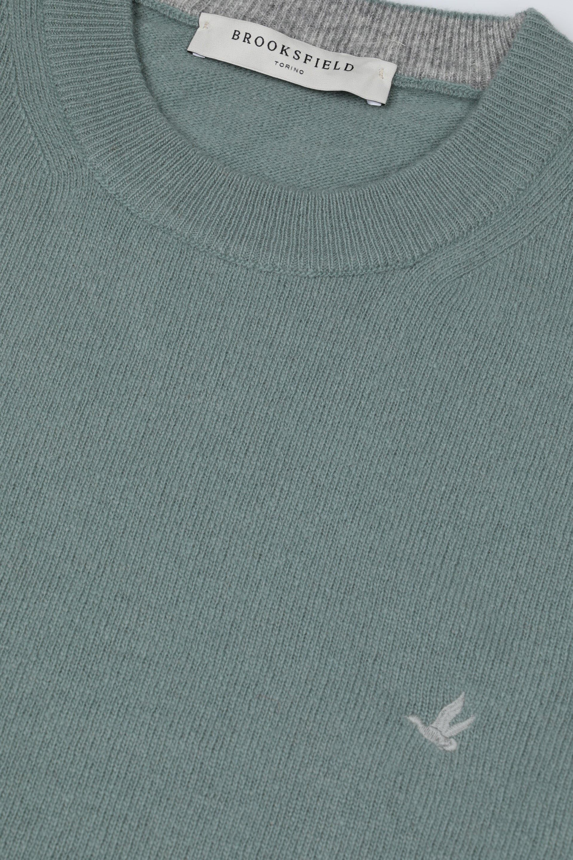 UOMO-GIROCOLLO RASATO, INTERNO COLLO E TOPPE IN CONTRASTO, LAMBSWOOL (FIN.12) - Tiglio