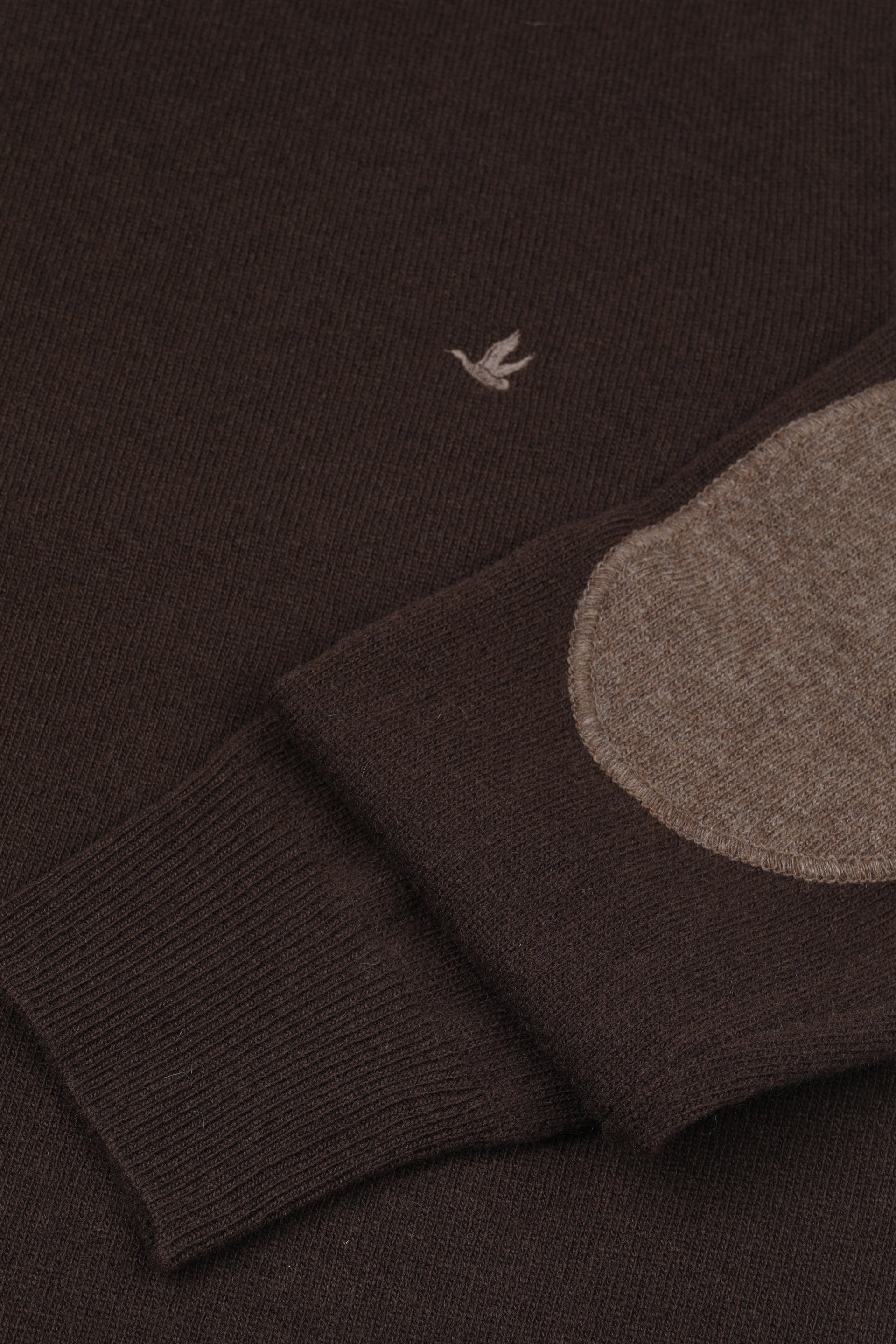 UOMO-GIROCOLLO RASATO, INTERNO COLLO E TOPPE IN CONTRASTO, LAMBSWOOL (FIN.12) - Ebano