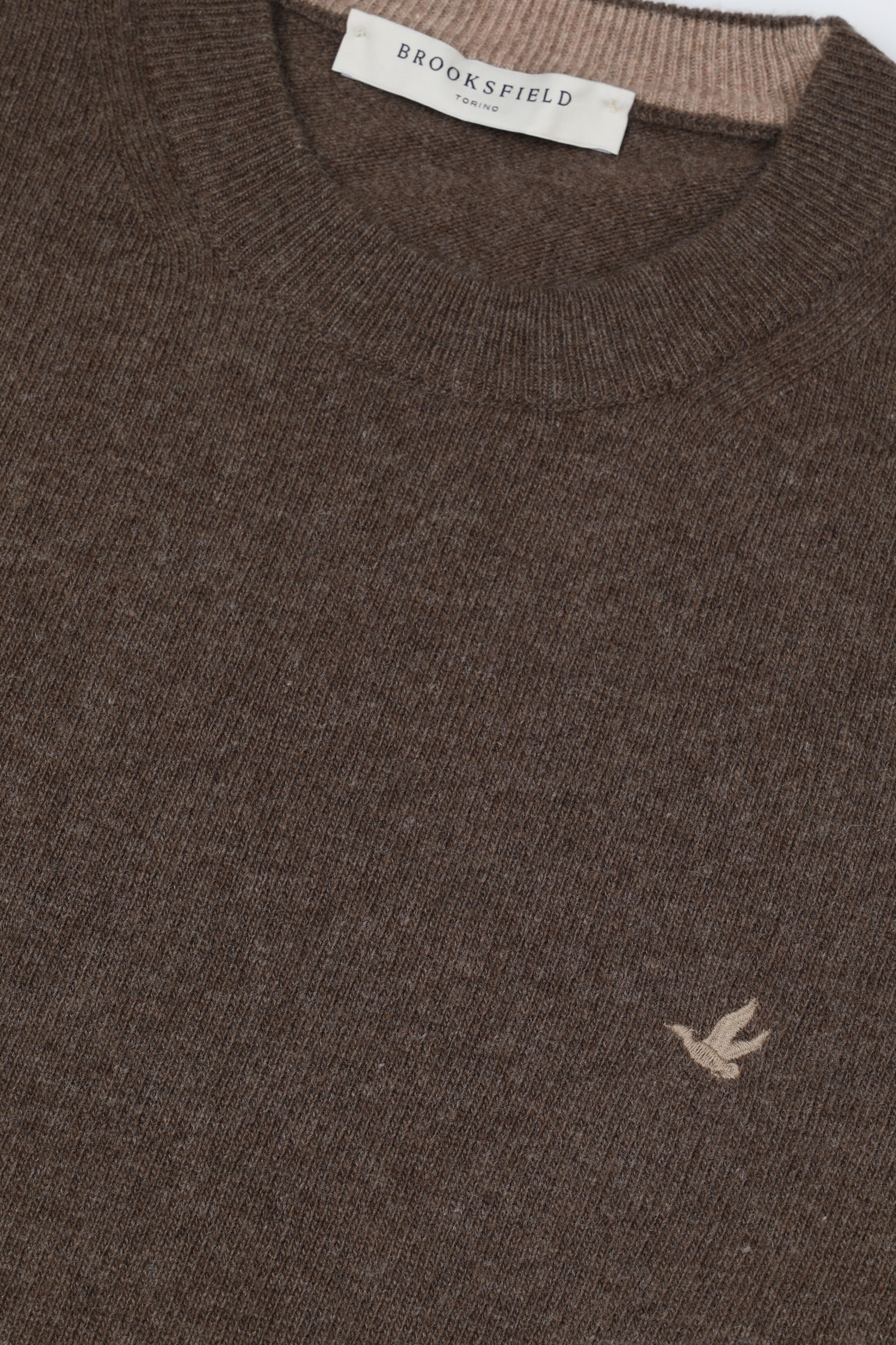 UOMO-GIROCOLLO RASATO, INTERNO COLLO E TOPPE IN CONTRASTO, LAMBSWOOL (FIN.12) - Camoscio